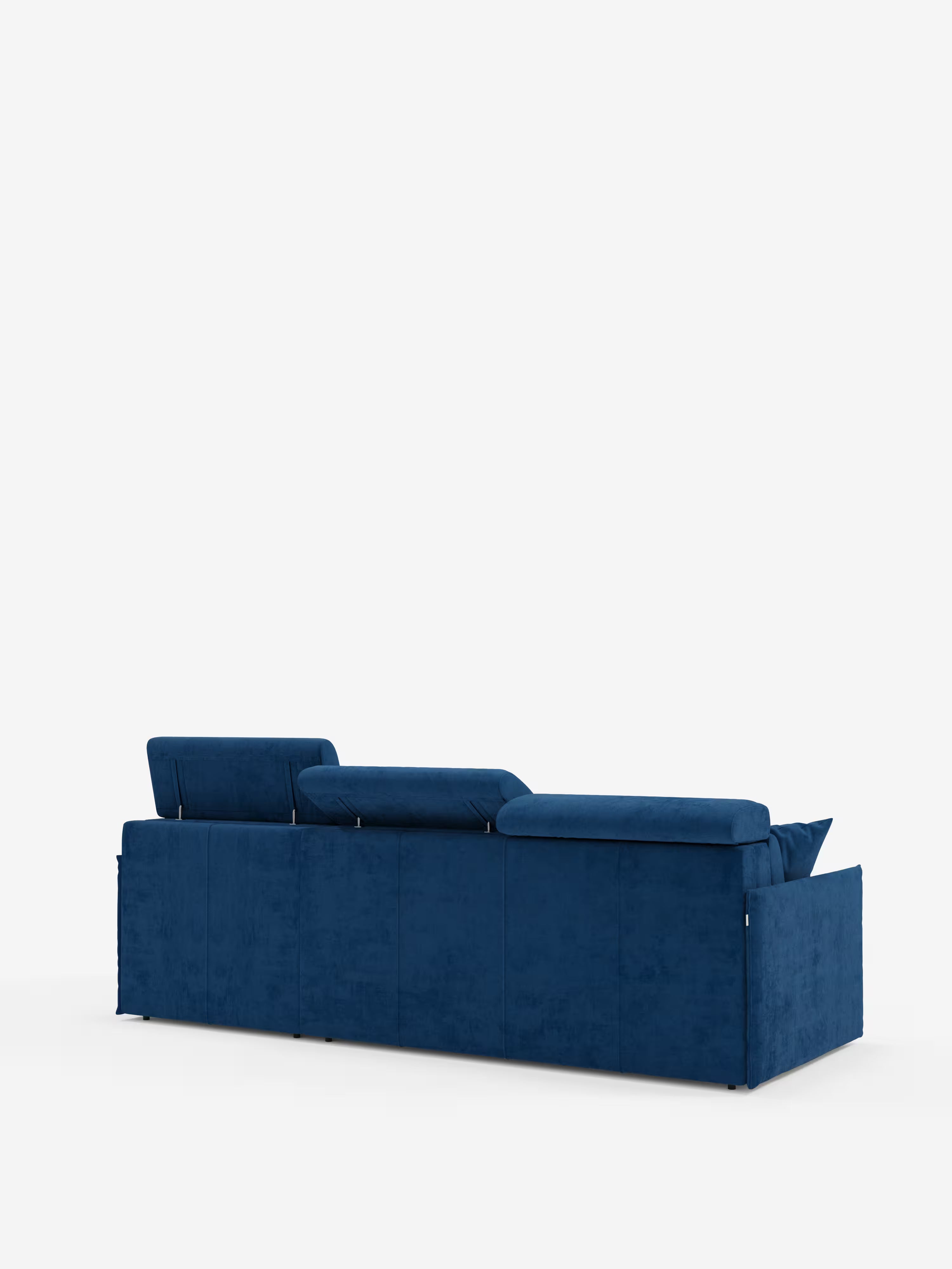Miryam canapé convertible d'angle compact - têtières inclinables et méridienne coffre en tissu détachable T31