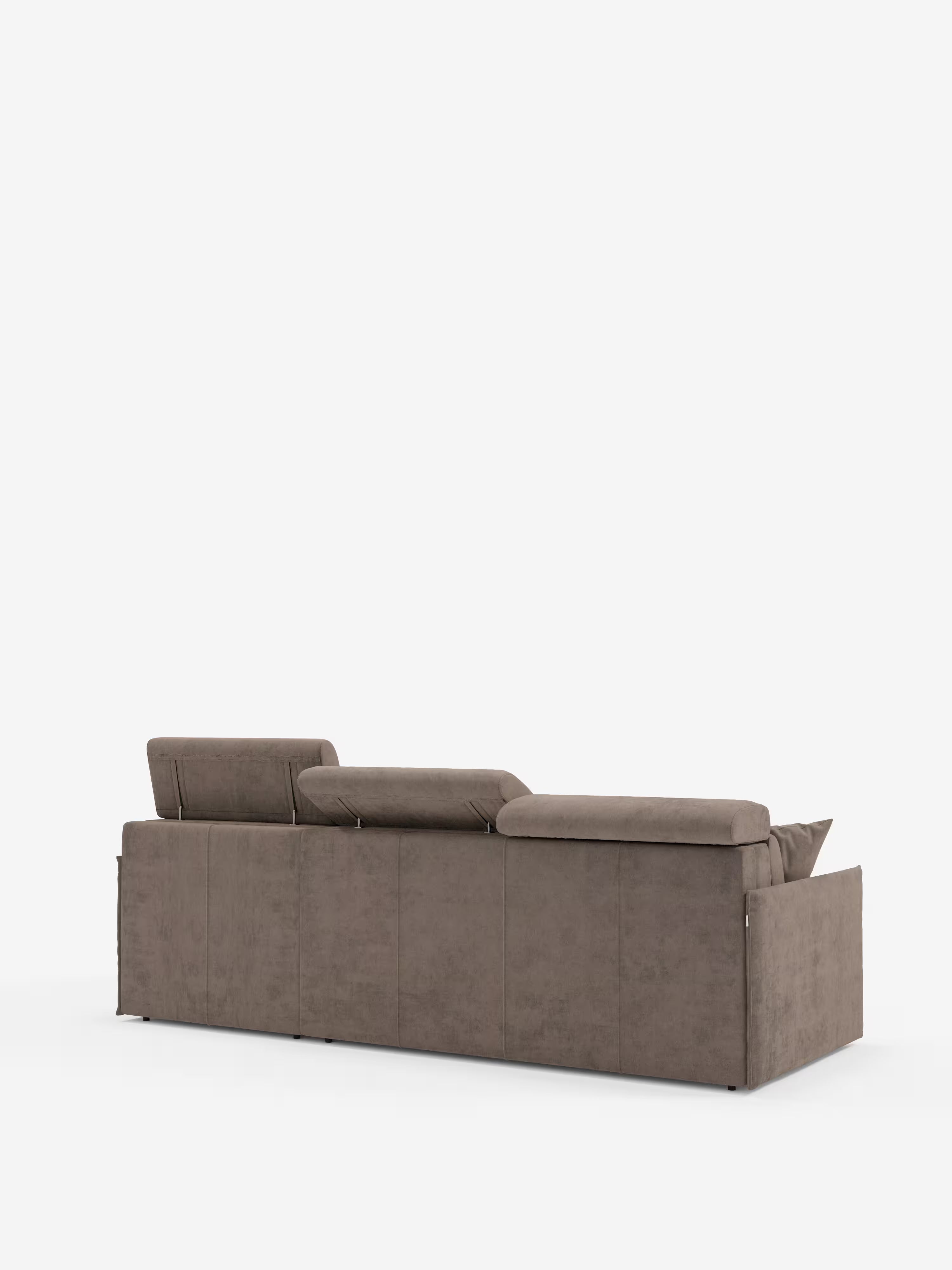 Miryam canapé convertible d'angle compact - têtières inclinables et méridienne coffre en tissu détachable T31