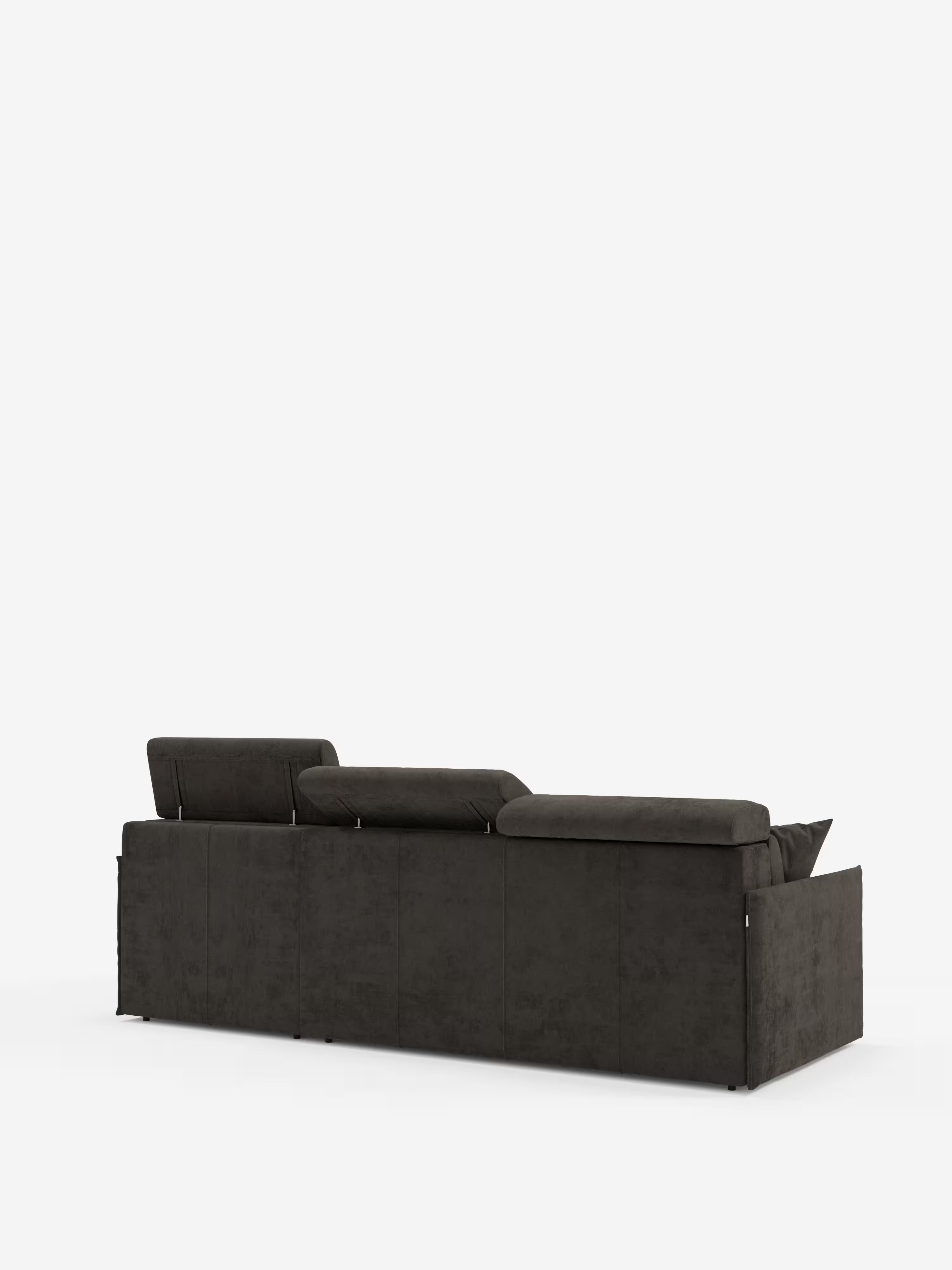Miryam canapé convertible d'angle compact - têtières inclinables et méridienne coffre en tissu détachable T31