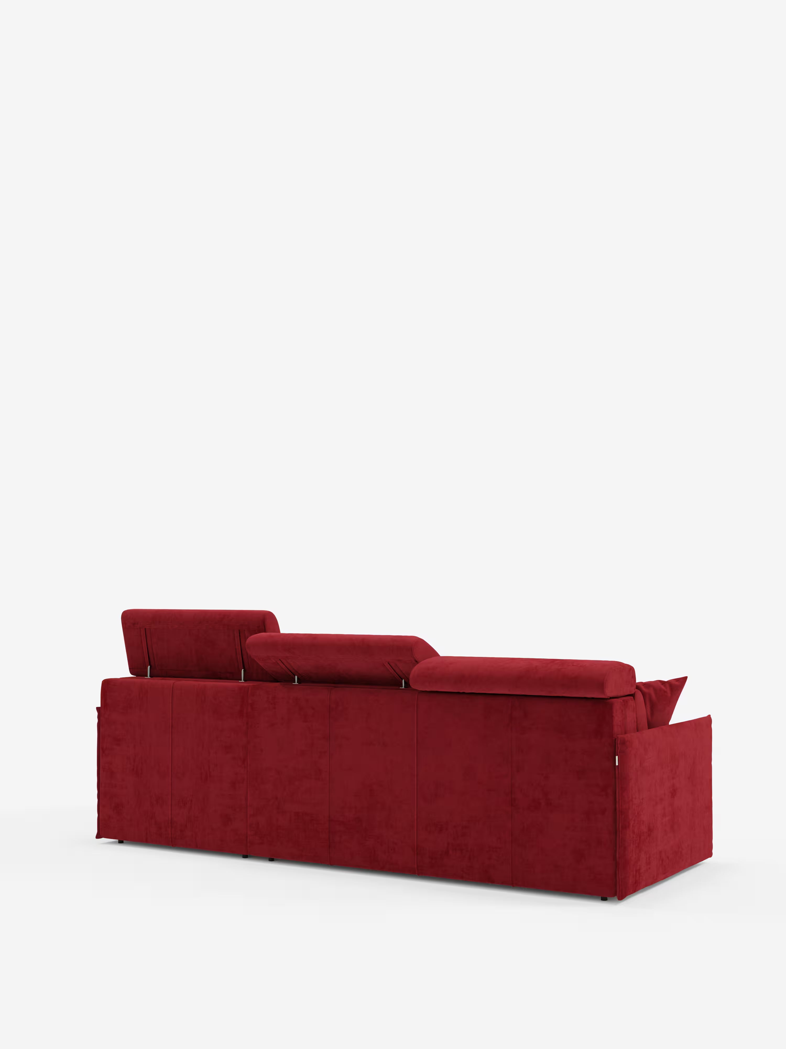 Miryam canapé convertible d'angle compact - têtières inclinables et méridienne coffre en tissu détachable T31