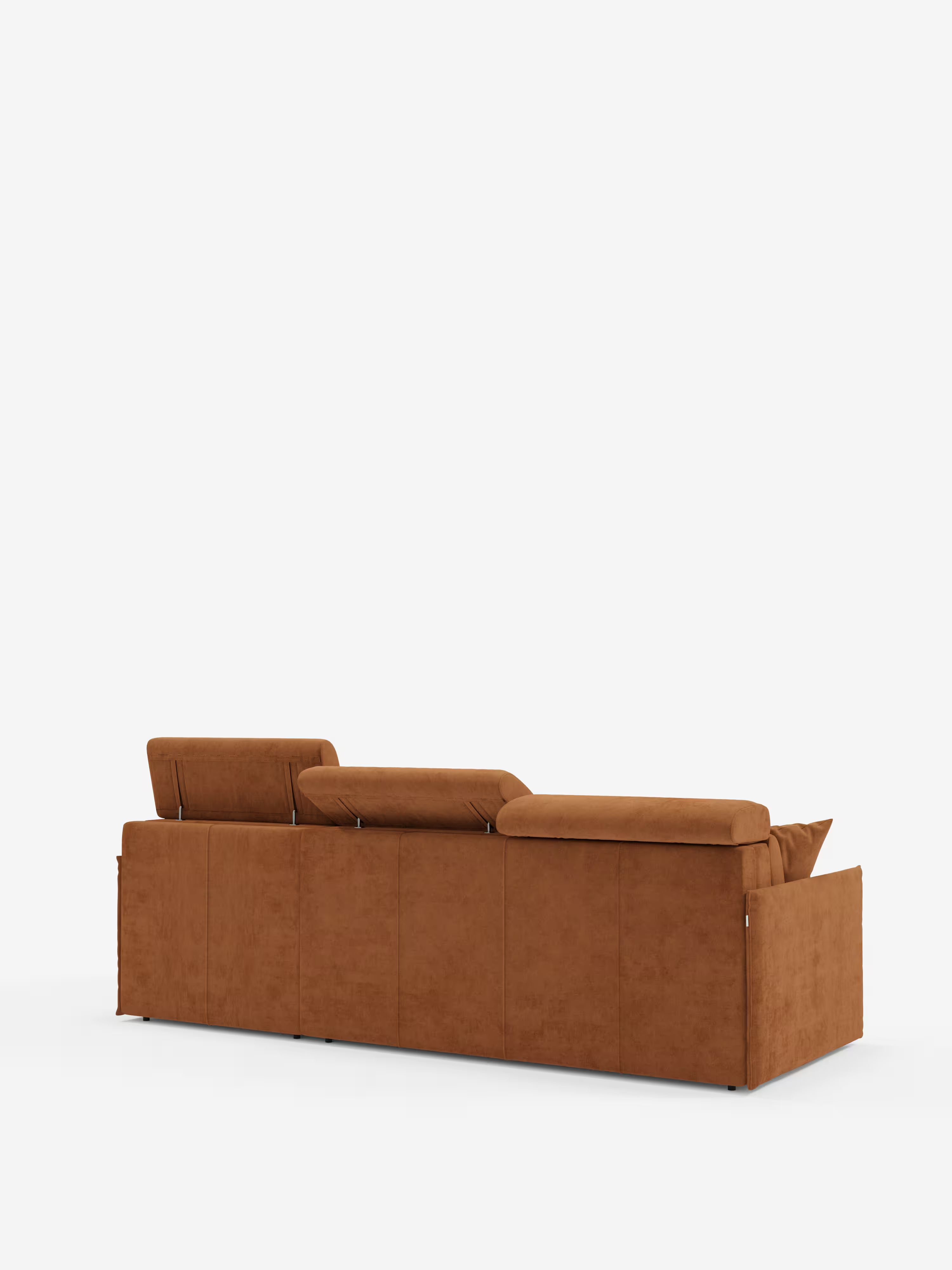 Miryam canapé convertible d'angle compact - têtières inclinables et méridienne coffre en tissu détachable T31