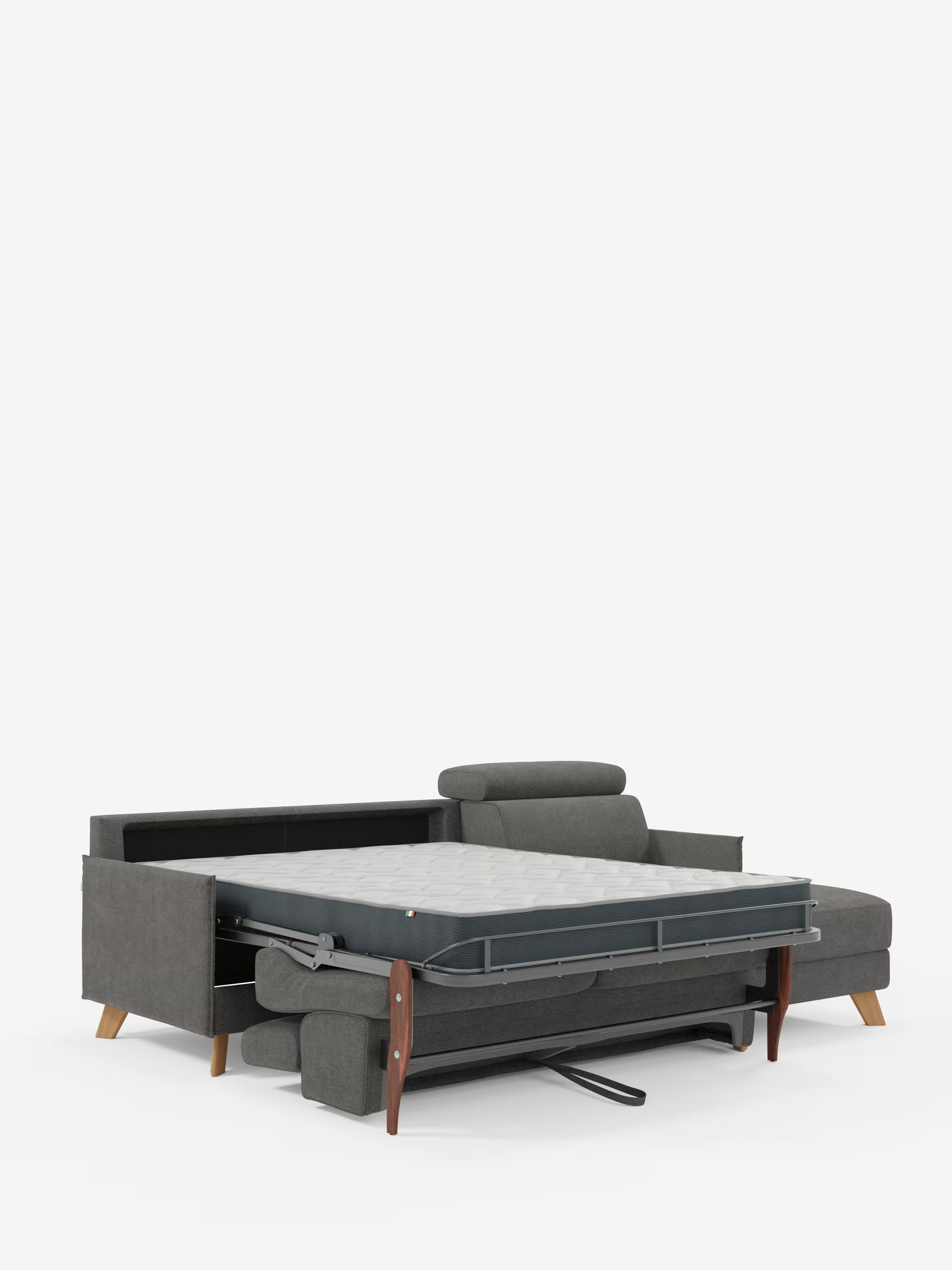Sole Canapé d'angle convertible avec chaise longue avec coffre et têtières inclinables - tissu détachable T23