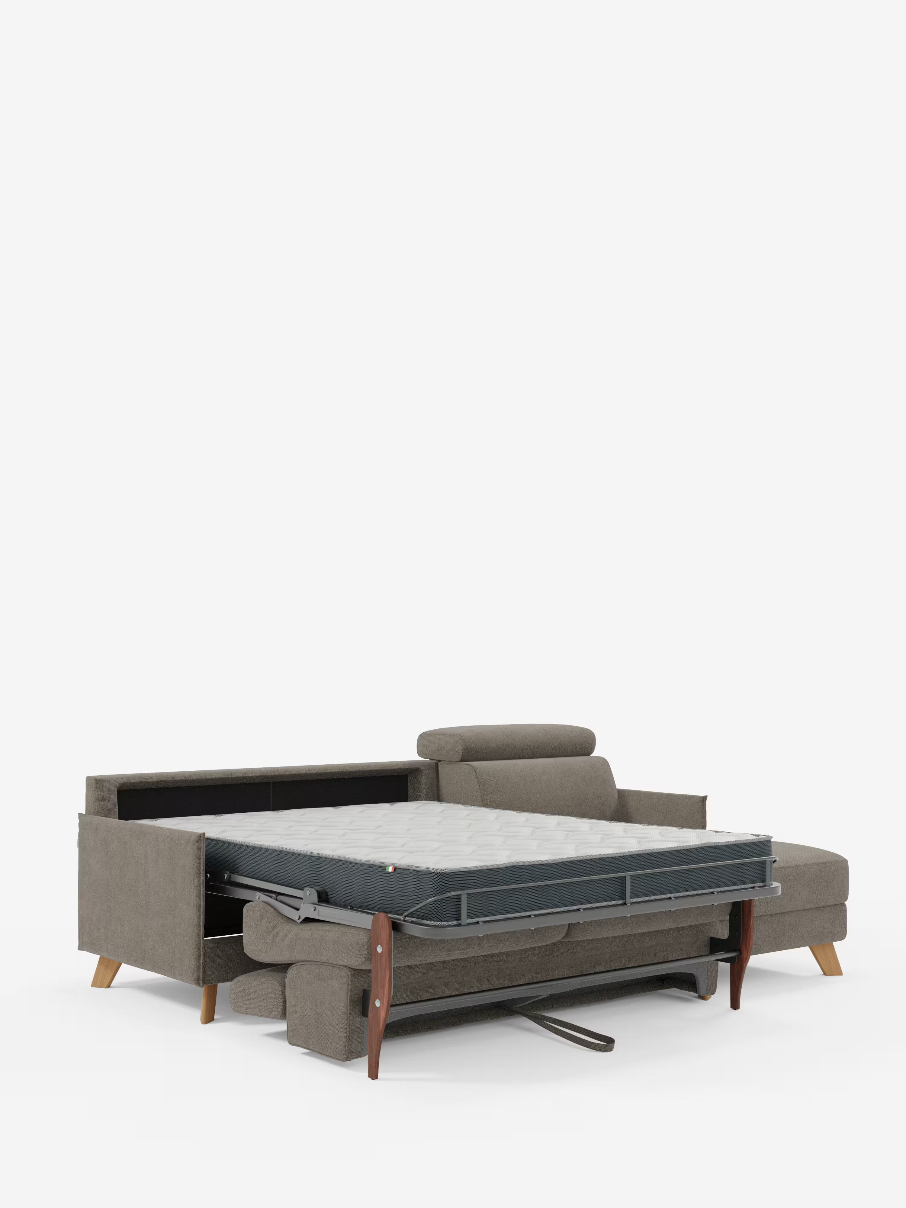 Sole Canapé d'angle convertible avec chaise longue avec coffre et têtières inclinables - tissu détachable T23