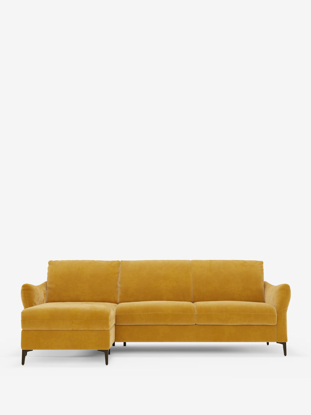 Dalia canapé-lit avec méridienne coffre de rangement et matelas de 18 cm de hauteur - pieds hauts et tissu anti-taches T30