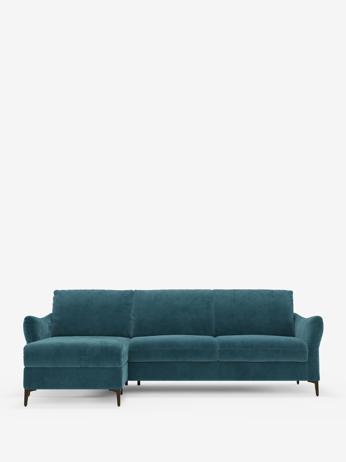 Dalia canapé-lit avec méridienne coffre de rangement et matelas de 18 cm de hauteur - pieds hauts et tissu anti-taches T30