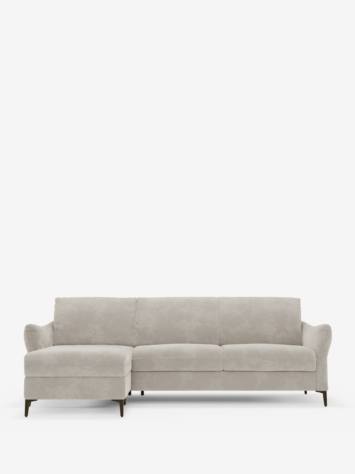 Dalia canapé-lit avec méridienne coffre de rangement et matelas de 18 cm de hauteur - pieds hauts et tissu anti-taches T30