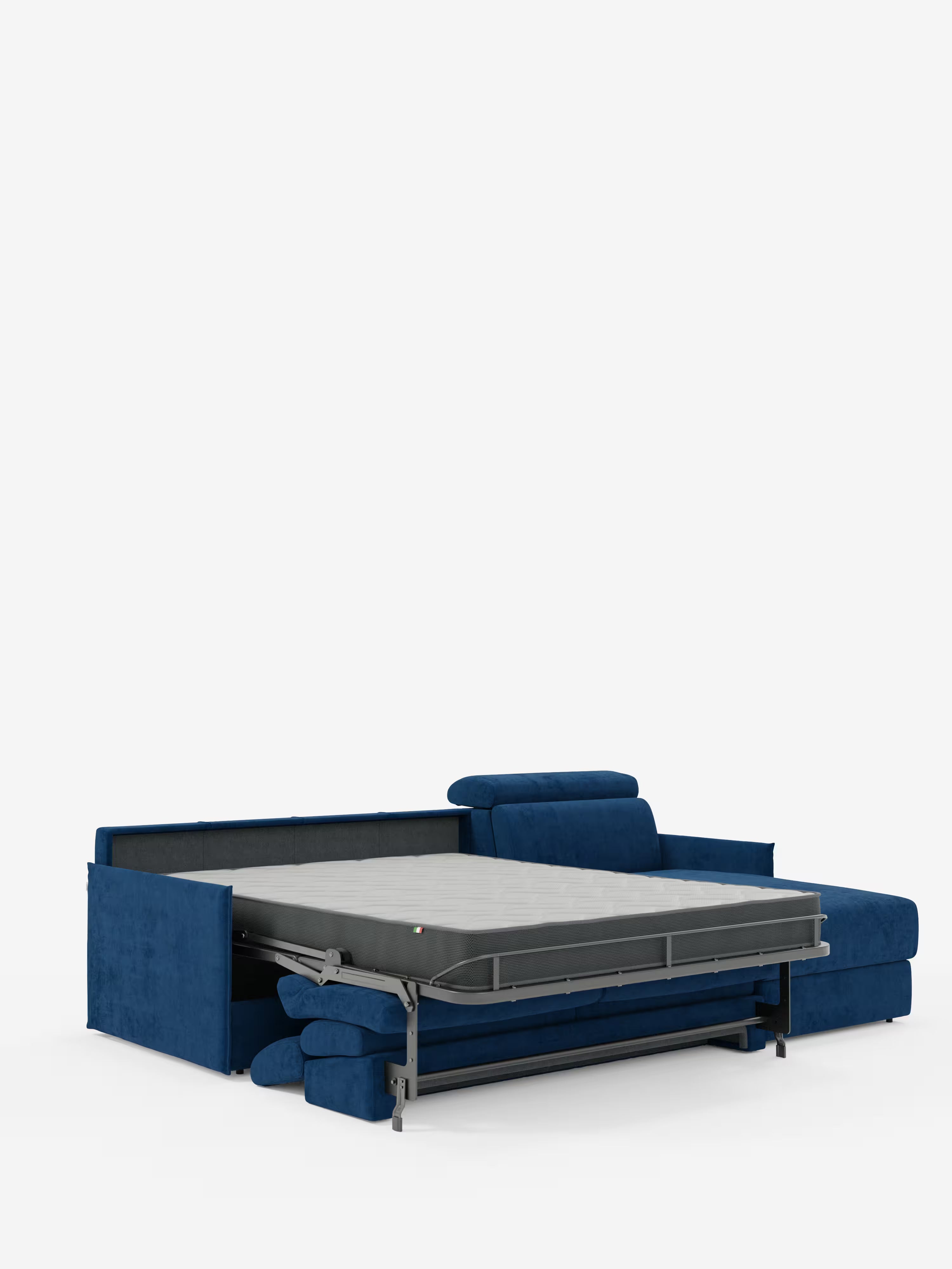 Miryam canapé convertible d'angle compact - têtières inclinables et méridienne coffre en tissu détachable T31