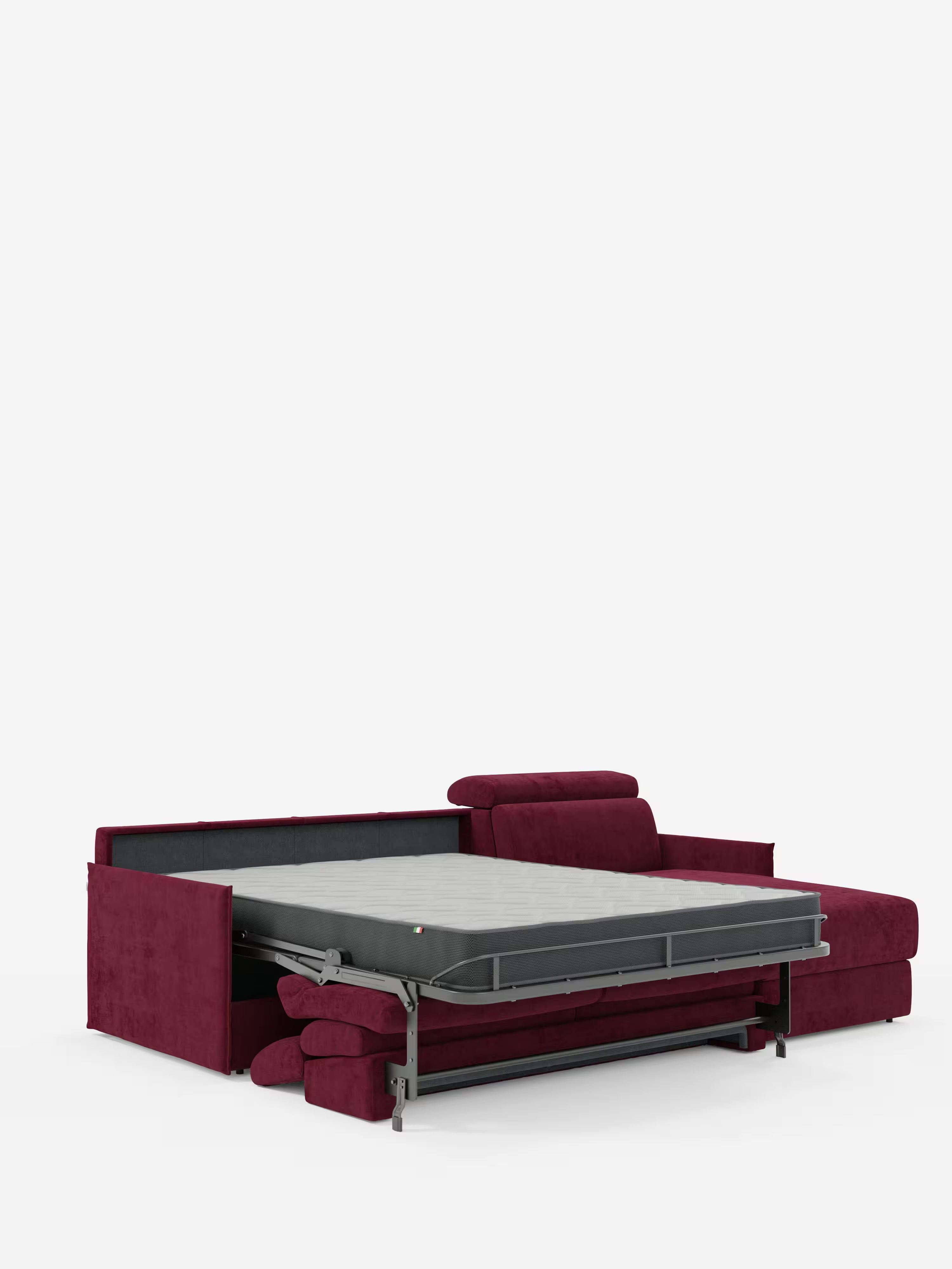 Miryam canapé convertible d'angle compact - têtières inclinables et méridienne coffre en tissu détachable T31