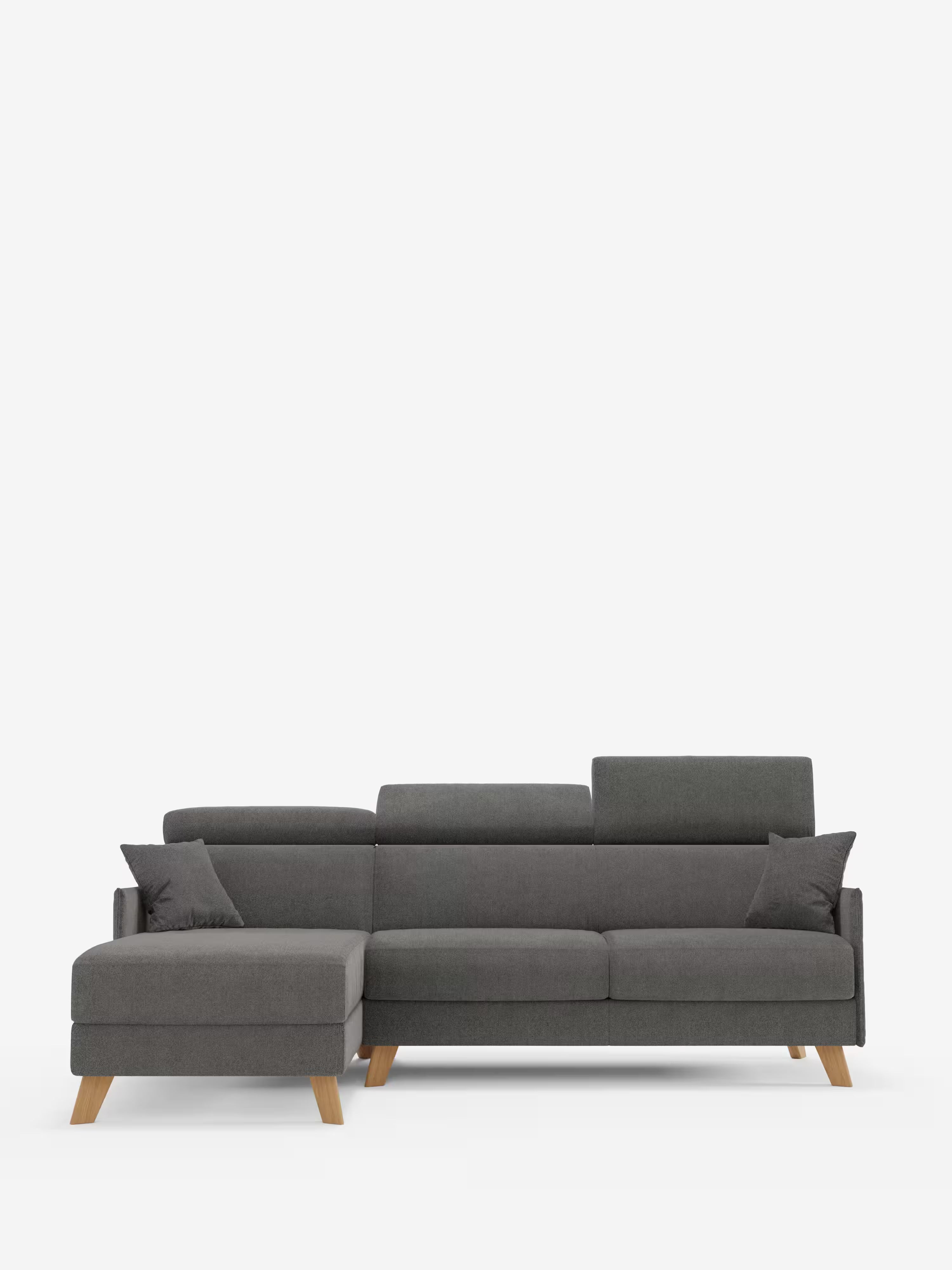 Sole Canapé d'angle convertible avec chaise longue avec coffre et têtières inclinables - tissu détachable T23
