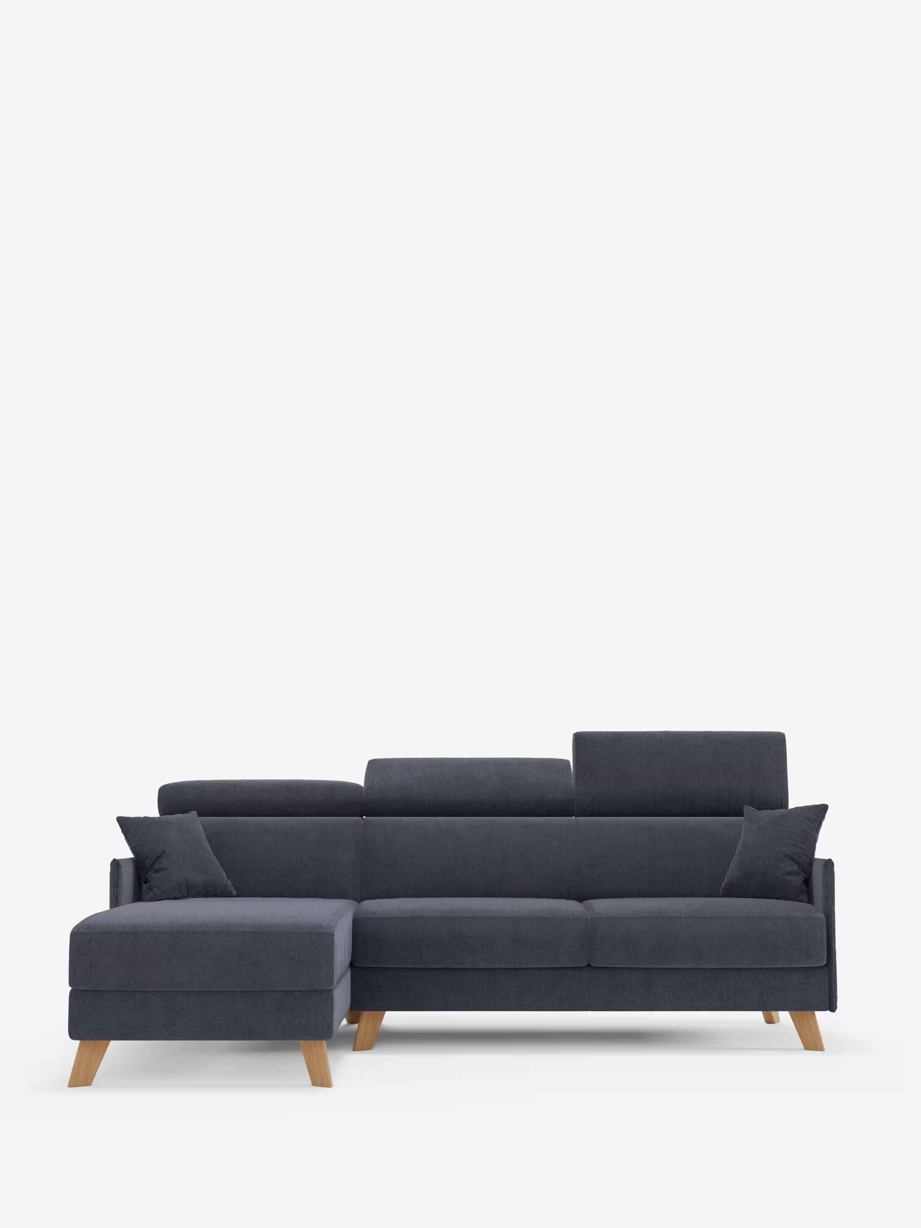 Sole Canapé d'angle convertible avec chaise longue avec coffre et têtières inclinables - tissu détachable T23