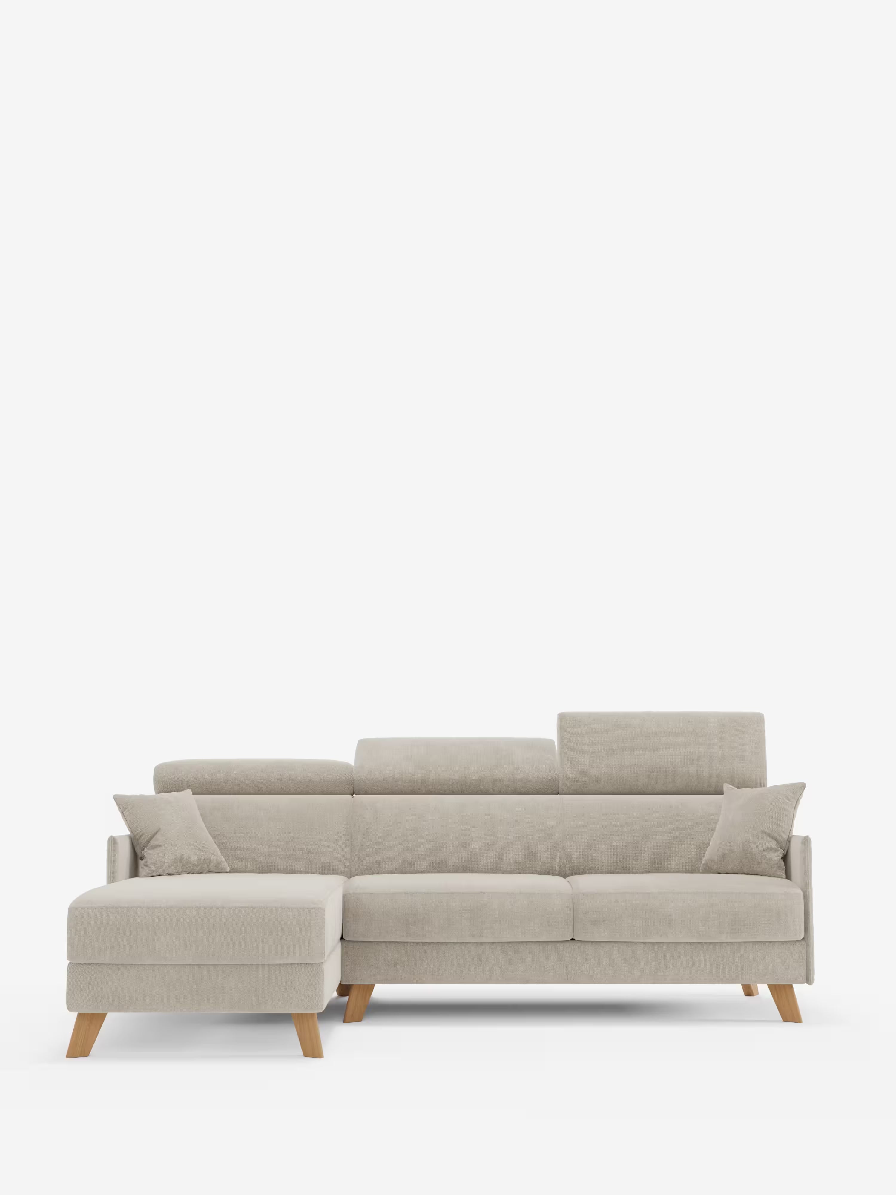 Sole Canapé d'angle convertible avec chaise longue avec coffre et têtières inclinables - tissu détachable T23