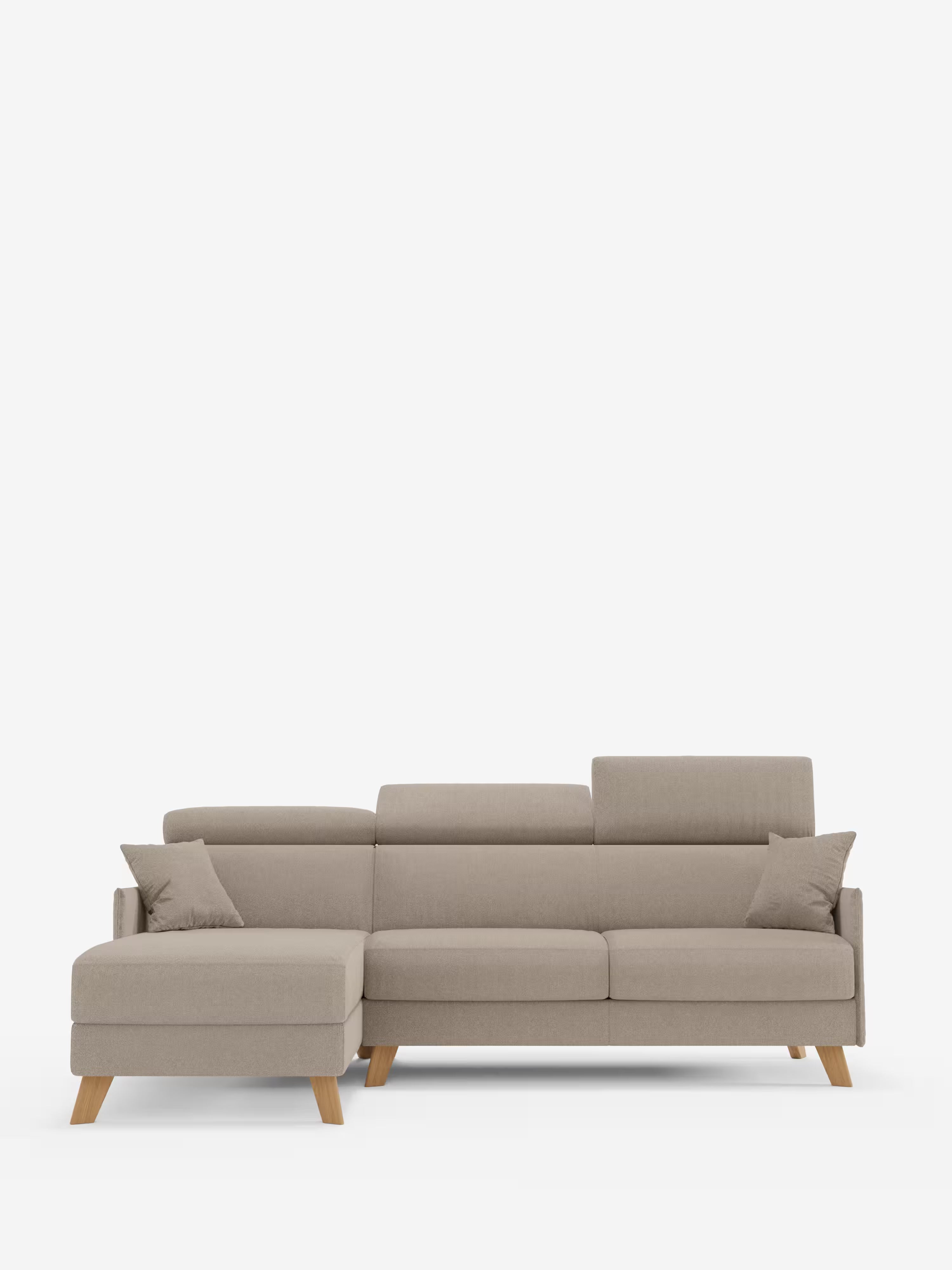 Sole Canapé d'angle convertible avec chaise longue avec coffre et têtières inclinables - tissu détachable T23