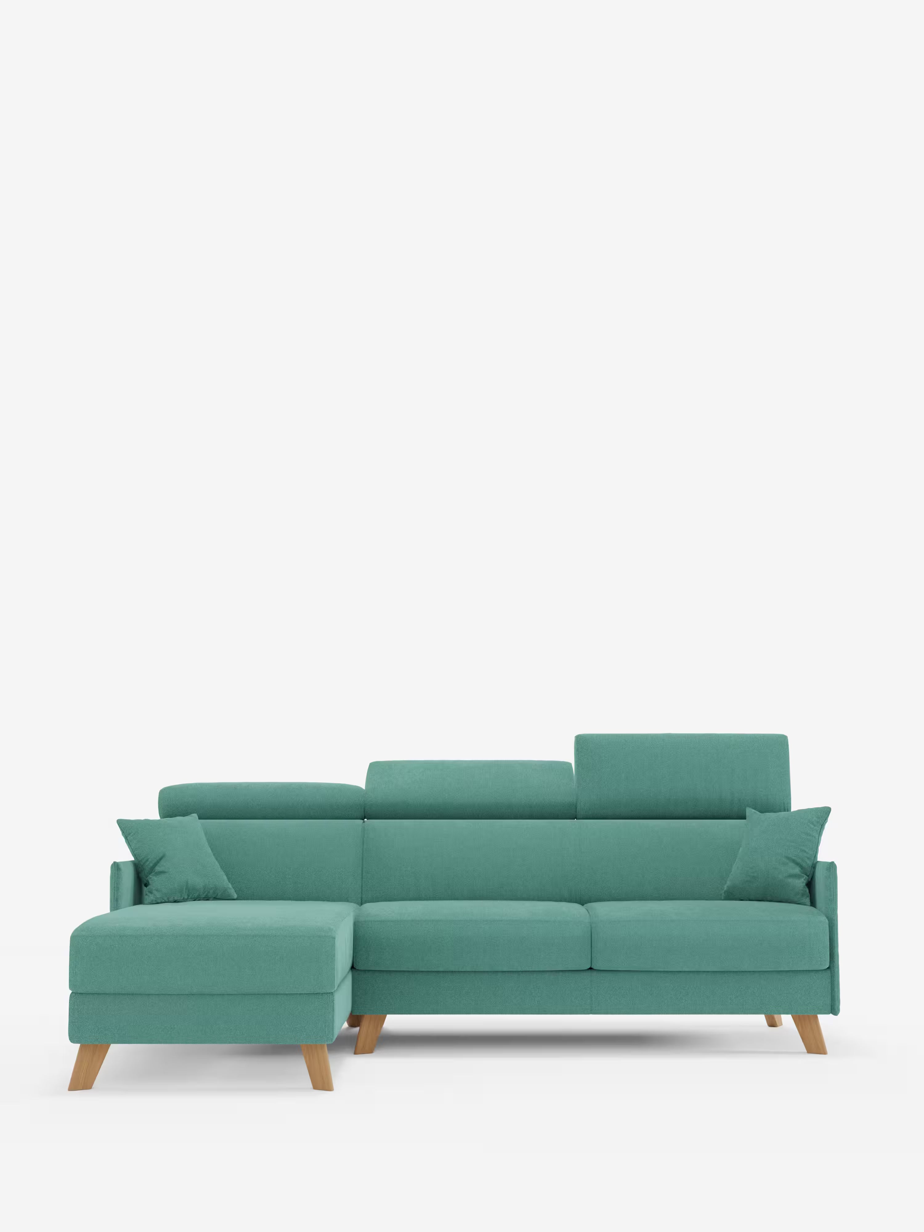 Sole Canapé d'angle convertible avec chaise longue avec coffre et têtières inclinables - tissu détachable T23