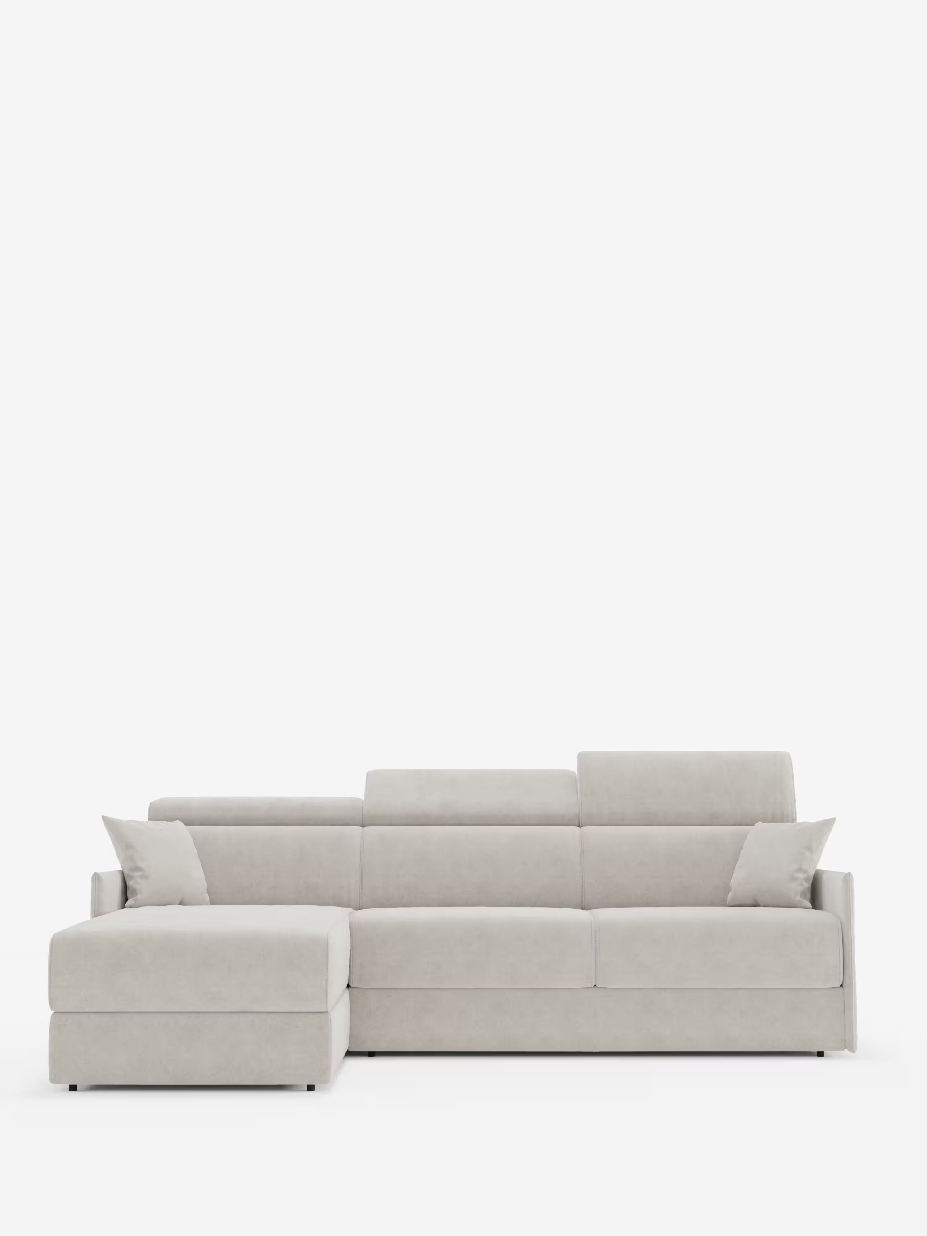 Miryam canapé convertible d'angle compact - têtières inclinables et méridienne coffre en tissu détachable T31