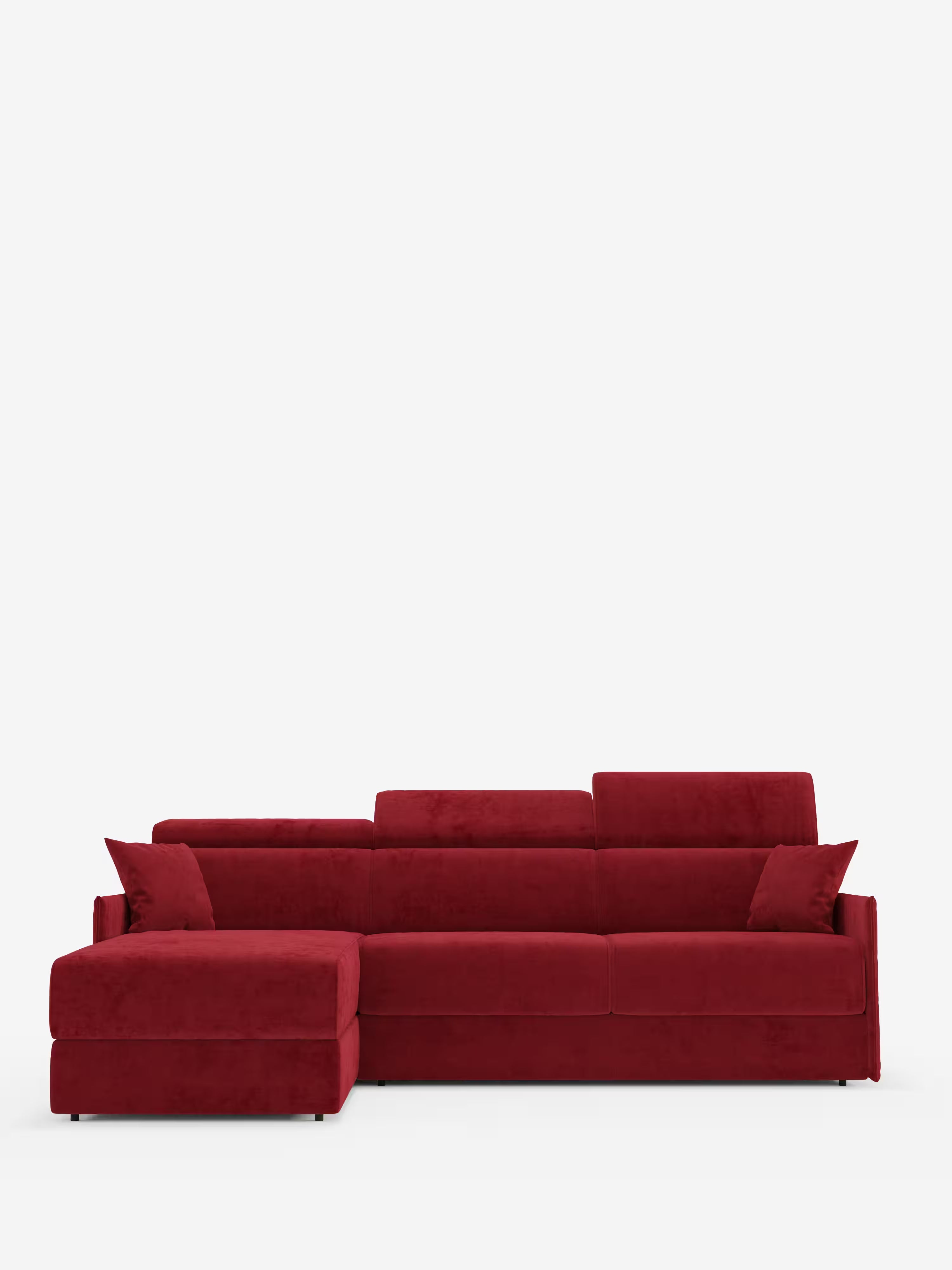 Miryam canapé convertible d'angle compact - têtières inclinables et méridienne coffre en tissu détachable T31