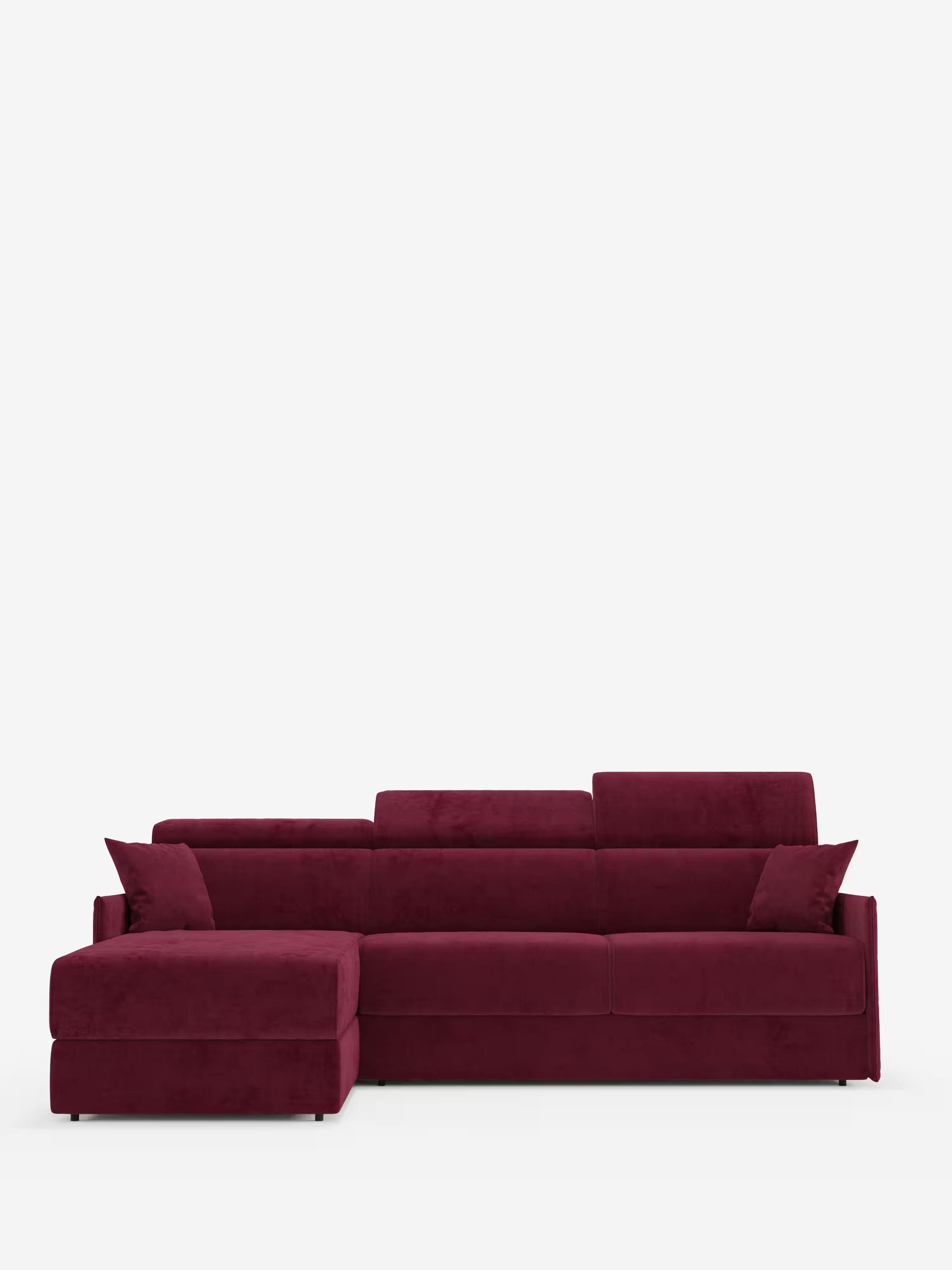 Miryam canapé convertible d'angle compact - têtières inclinables et méridienne coffre en tissu détachable T31
