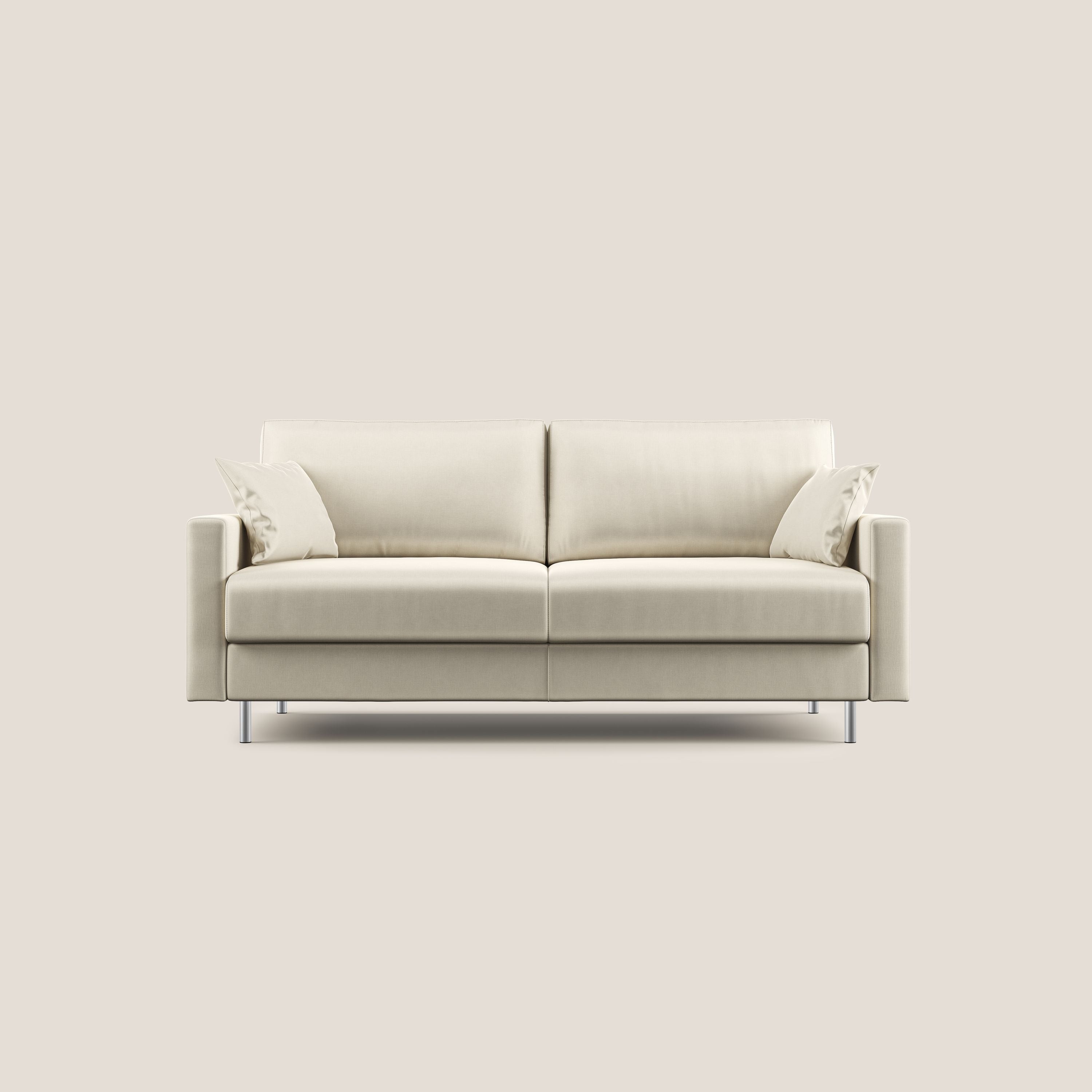 Andromeda divano letto matrimoniale in velluto morbido impermeabile T01 panna - divani.store