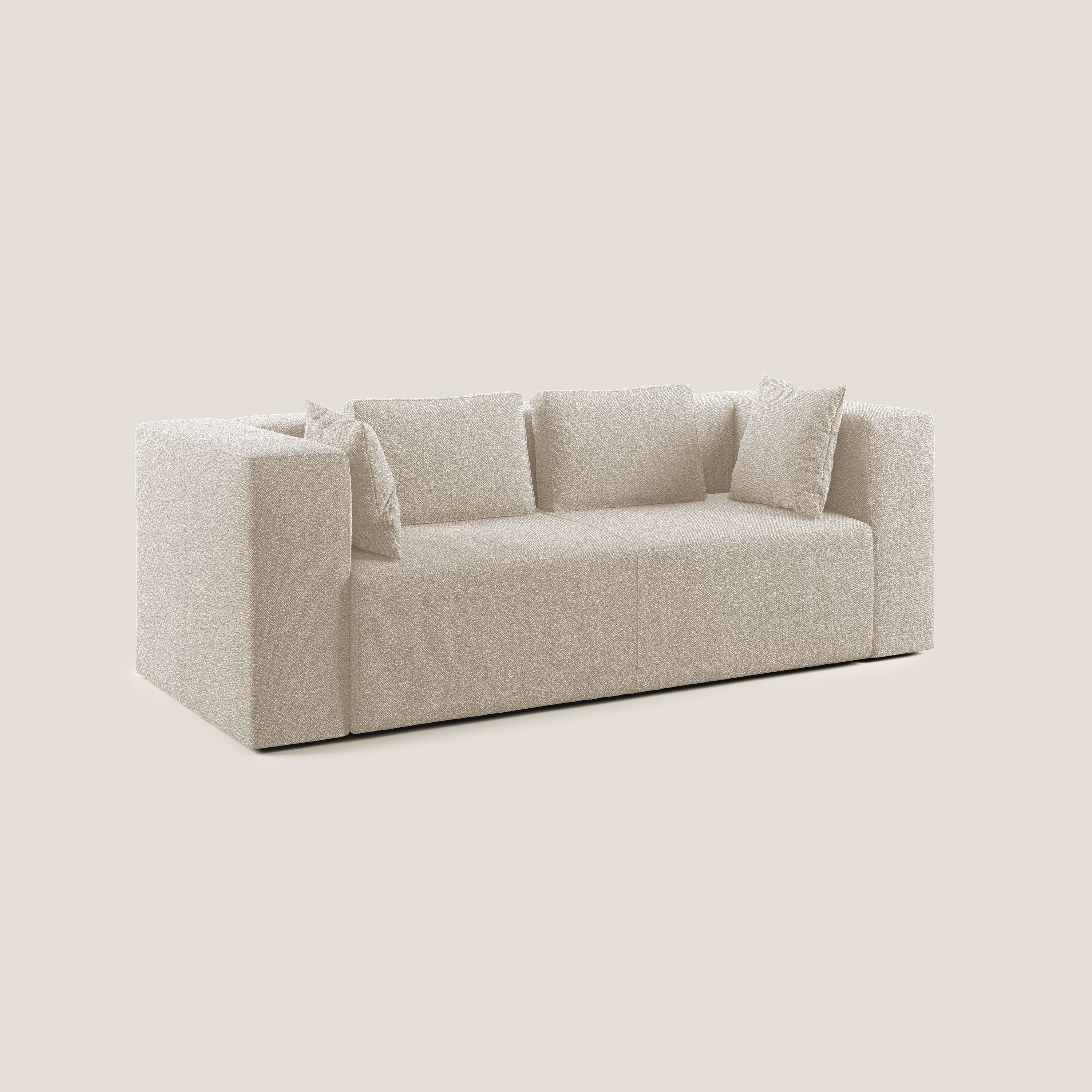 Nettuno divano moderno componibile in morbido tessuto bouclè T07 bianco - divani.store