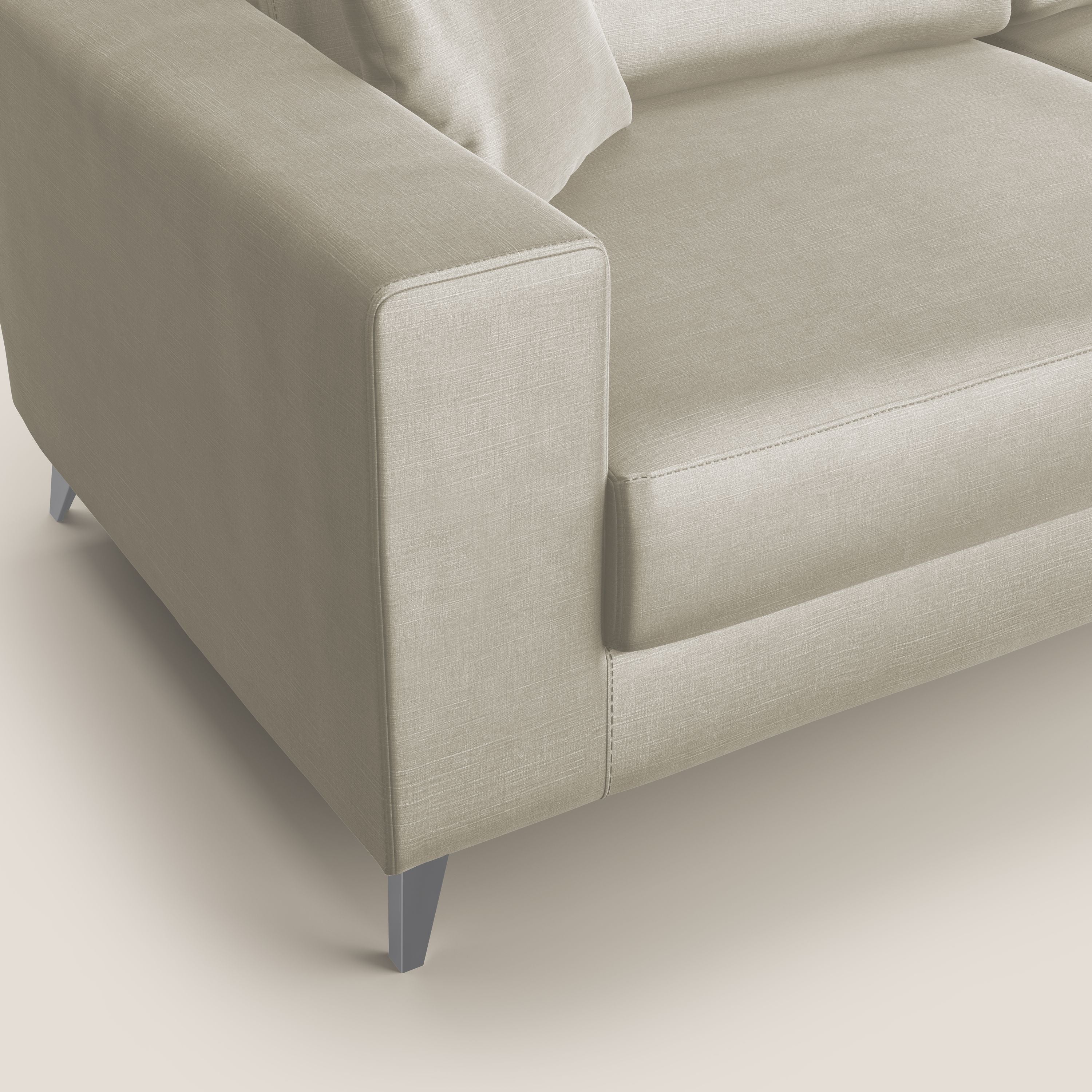 Michael divano moderno angolare con penisola in morbido velluto impermeabile T01 panna - divani.store