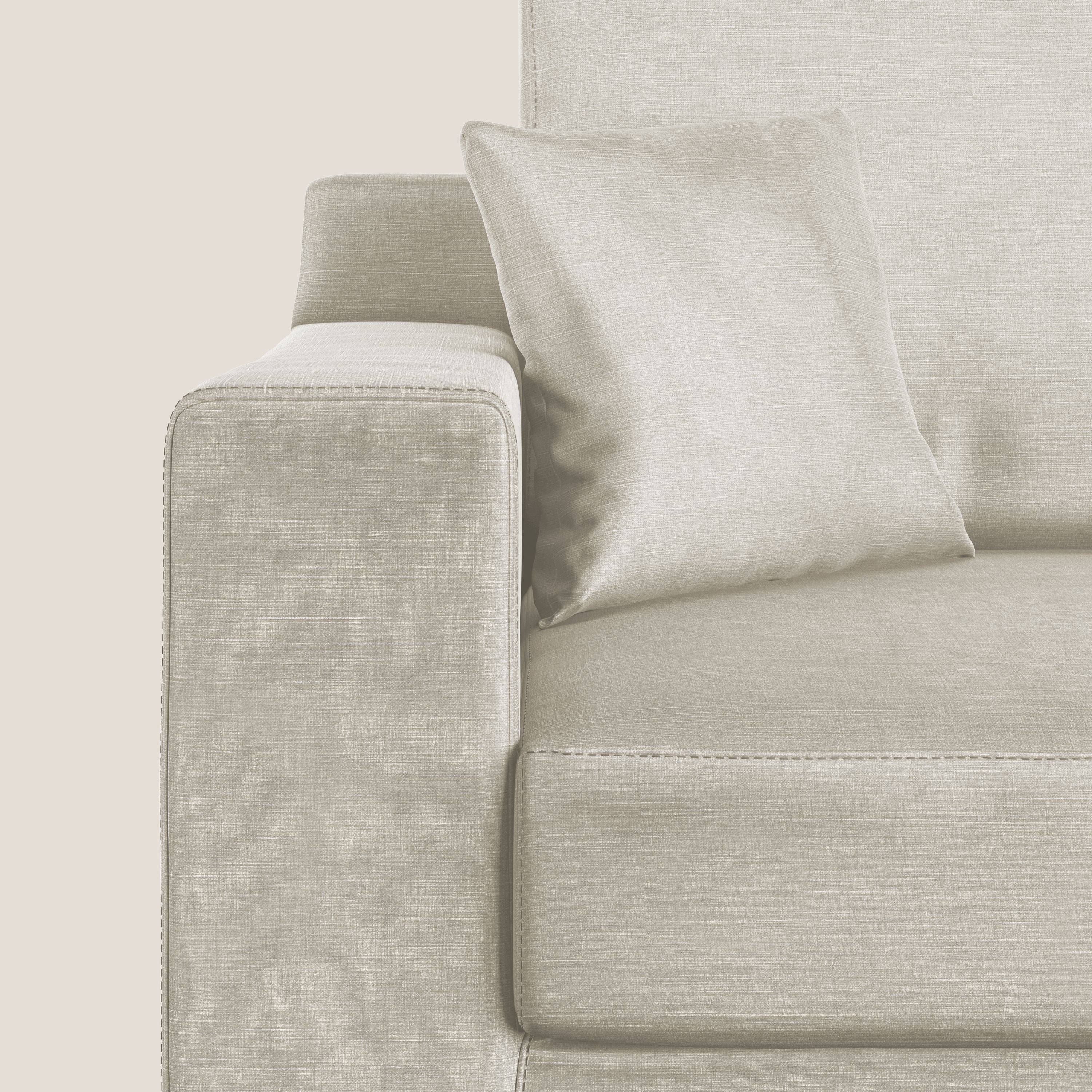 Michael divano moderno angolare con penisola in morbido velluto impermeabile T01 panna - divani.store