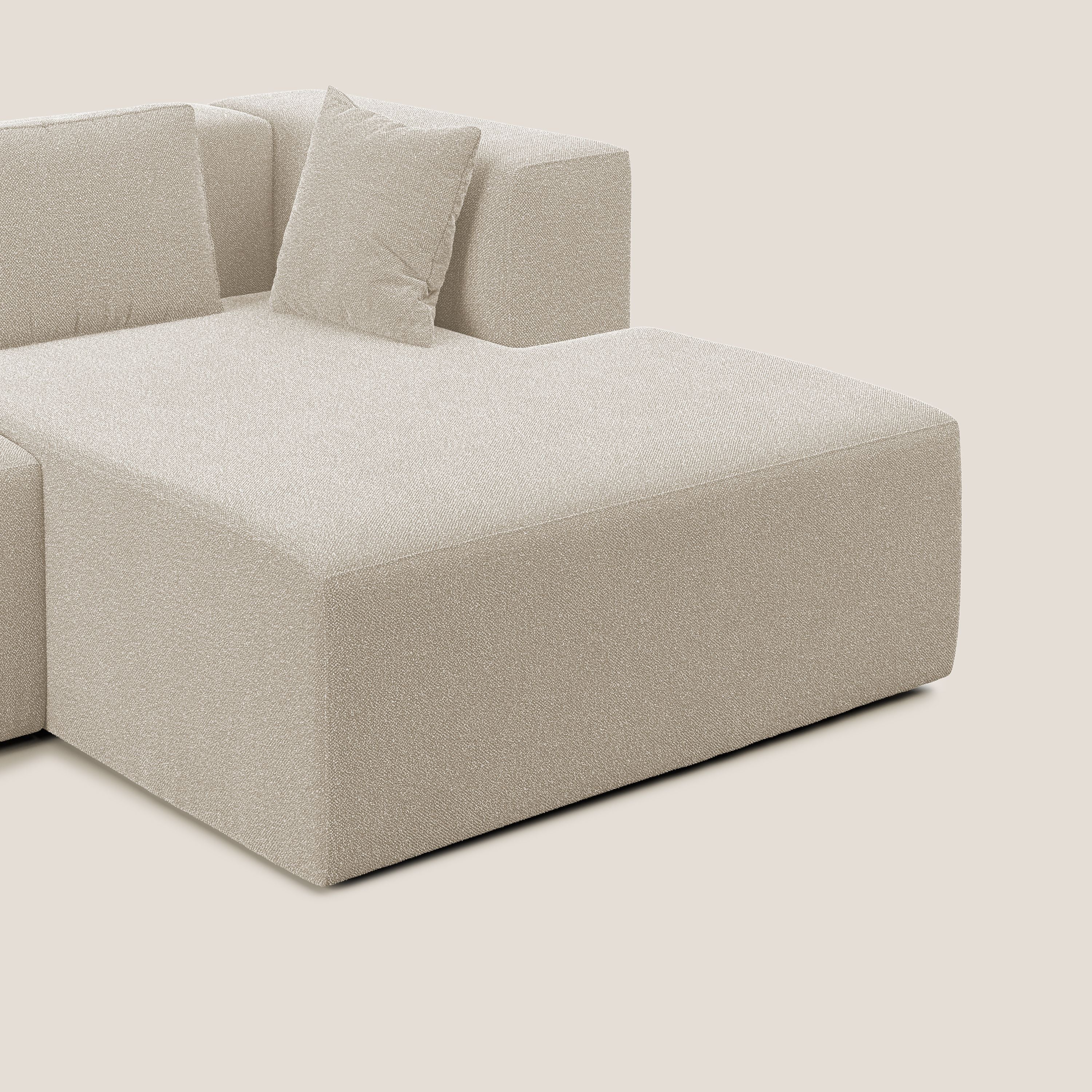 Nettuno divano panoramico in morbido tessuto bouclè T07 bianco - divani.store