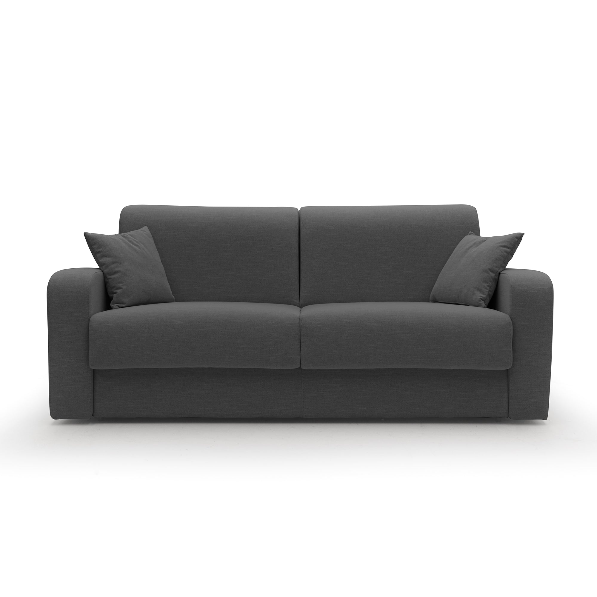 Certamente! Ecco una frase riscritta utilizzando i dati del tuo prodotto: Il divano letto matrimoniale Lebron di Divani.Store è un divano letto di produzione italiana, rivestito in tessuto ecosostenibile color antracite, dotato di due cuscini di seduta e schienale, ampi braccioli e due cuscini decorativi abbinati. Il suo design raffinato ma semplice risalta con eleganza su uno sfondo bianco.