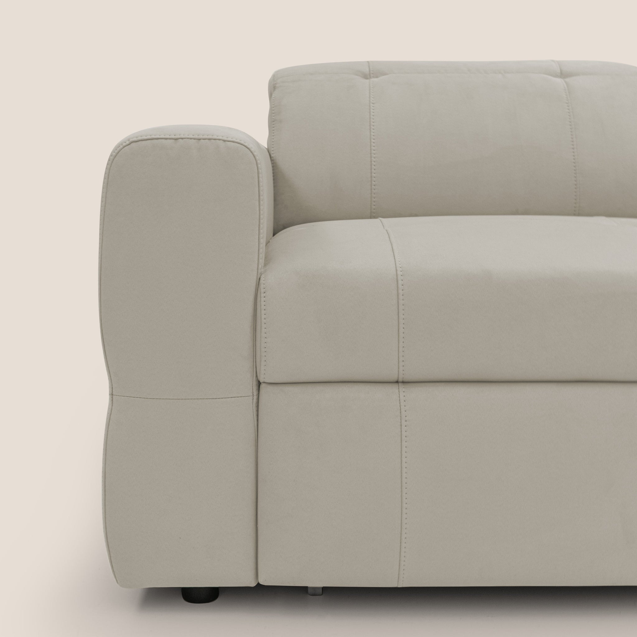 Kronos Canapé d'angle avec pouf extractible et coffre de rangement en microfibre imperméable T11