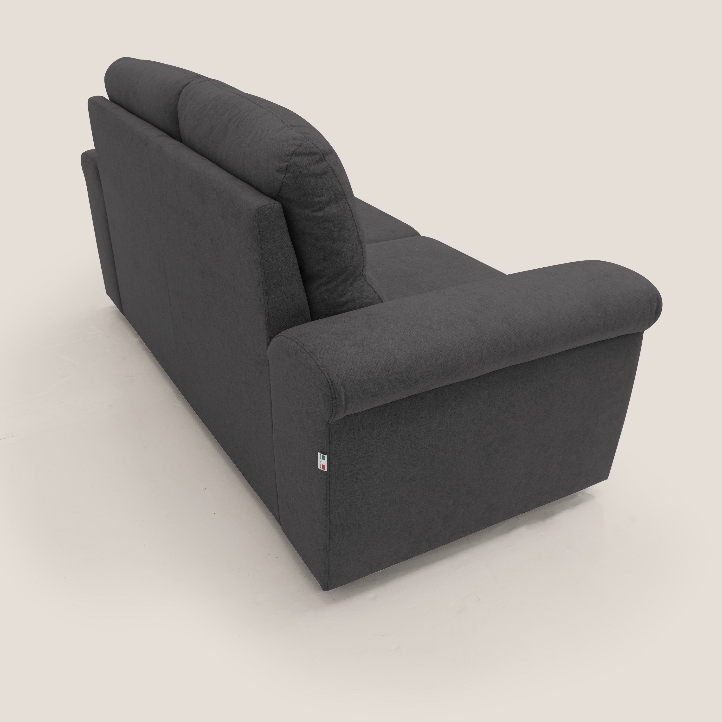 Minerva divano con pouf estraibile poggiapiedi in tessuto morbido impermeabile T02 nero - divani.store