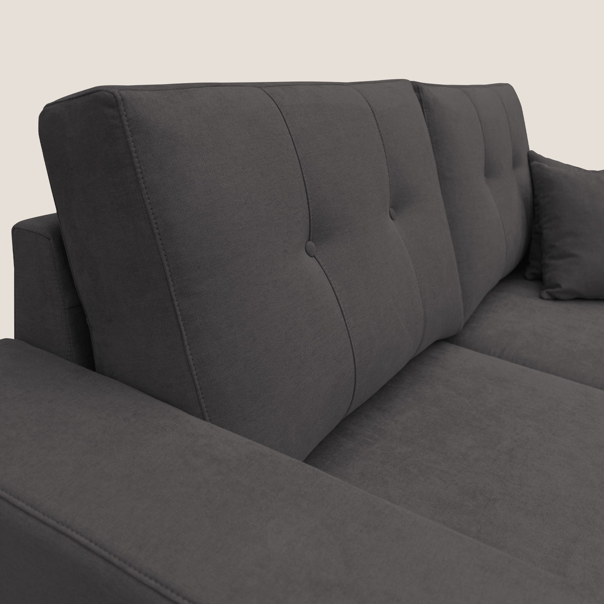 Giove divano in morbido tessuto impermeabile T02 nero - divani.store