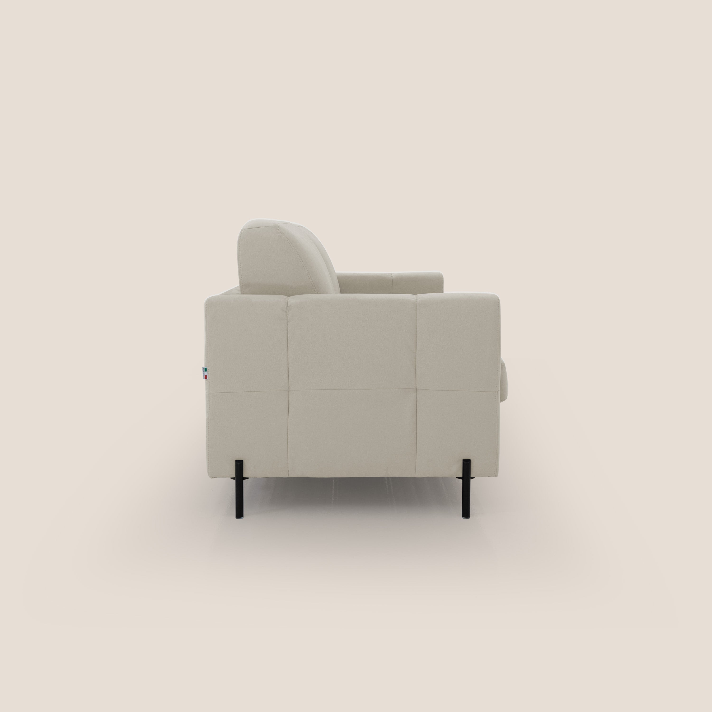 Ortensia divano letto materasso H18 cm con piedi alti in elegante microfibra smacchiabile T11 panna - divani.store