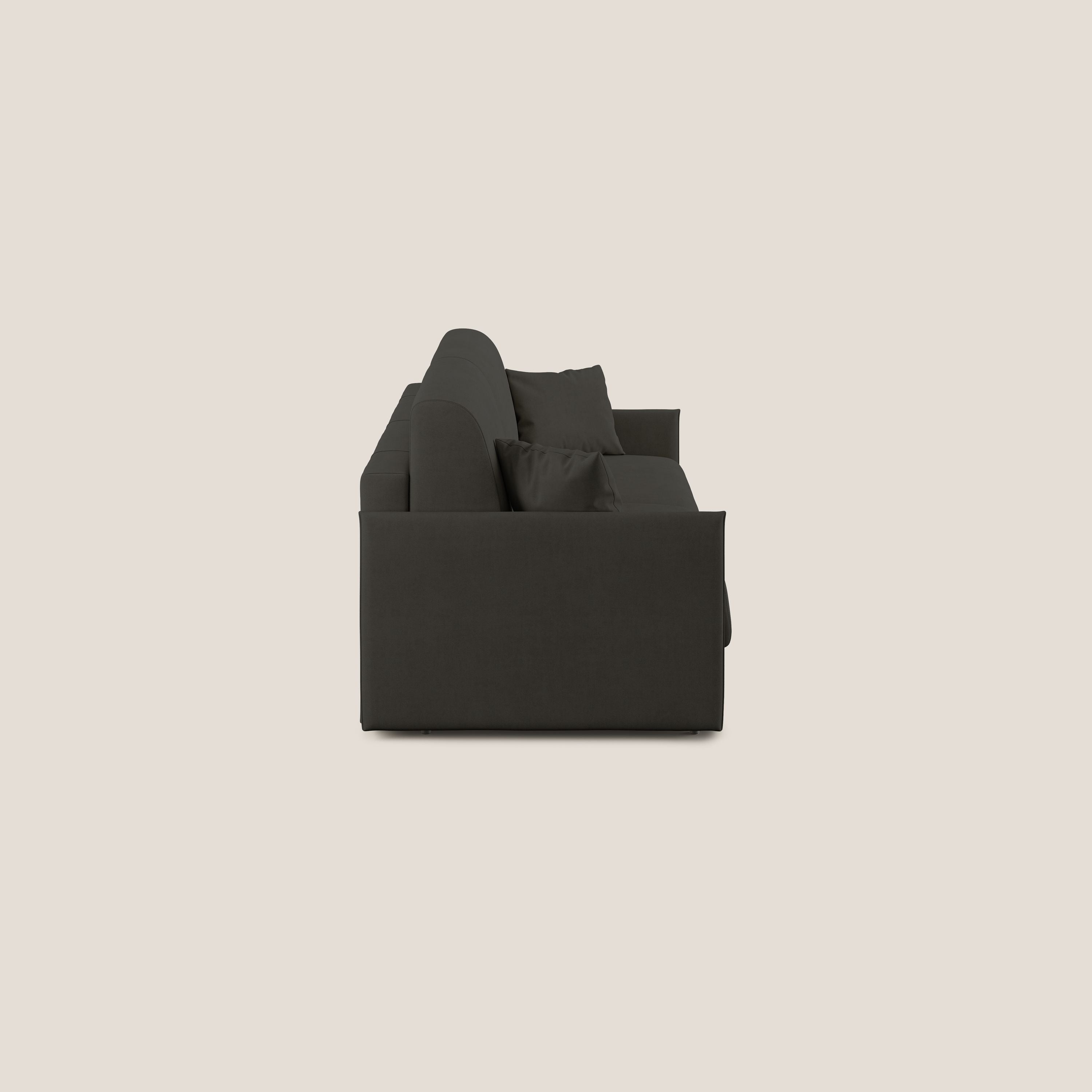 Evans Divano letto in morbido tessuto impermeabile T02 nero - divani.store