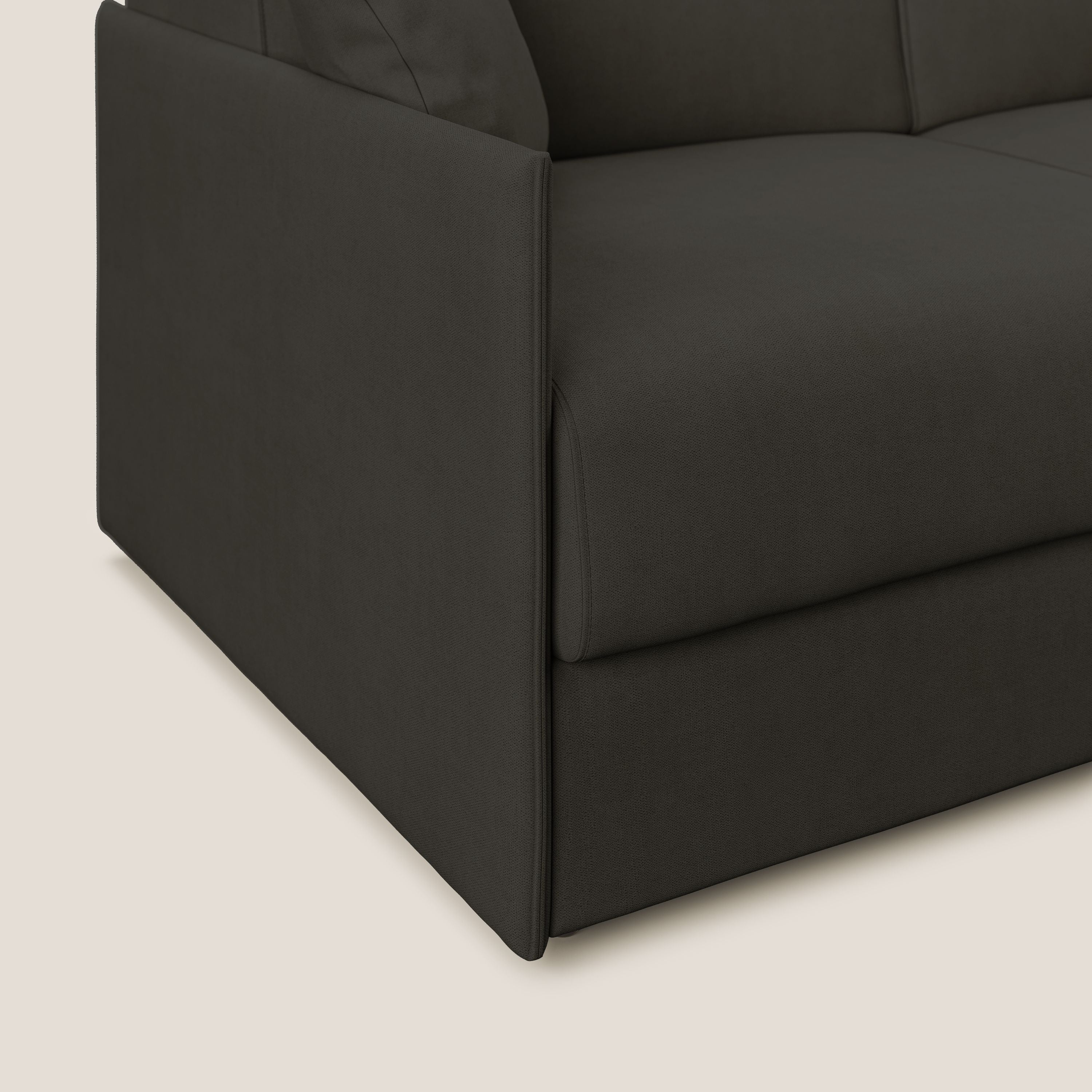 Evans Divano letto in morbido tessuto impermeabile T02 nero - divani.store