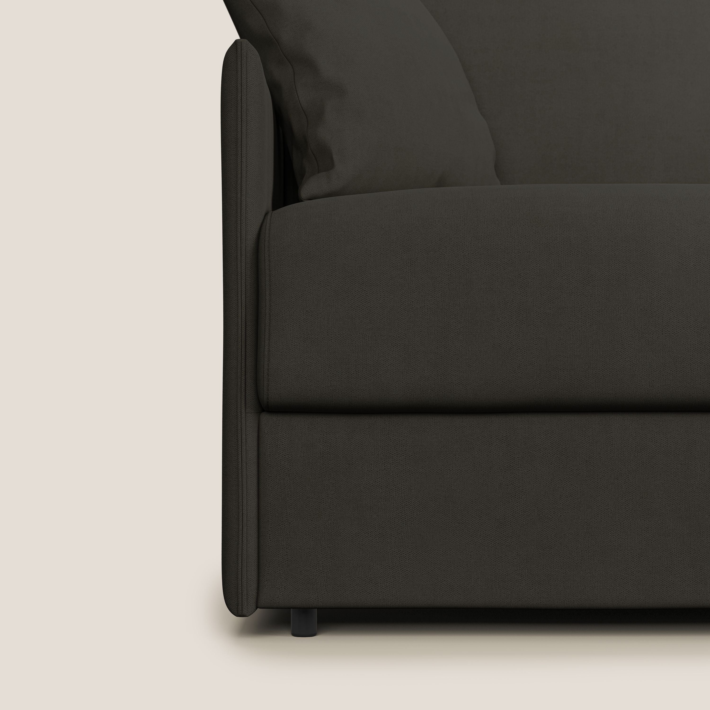 Evans Divano letto in morbido tessuto impermeabile T02 nero - divani.store