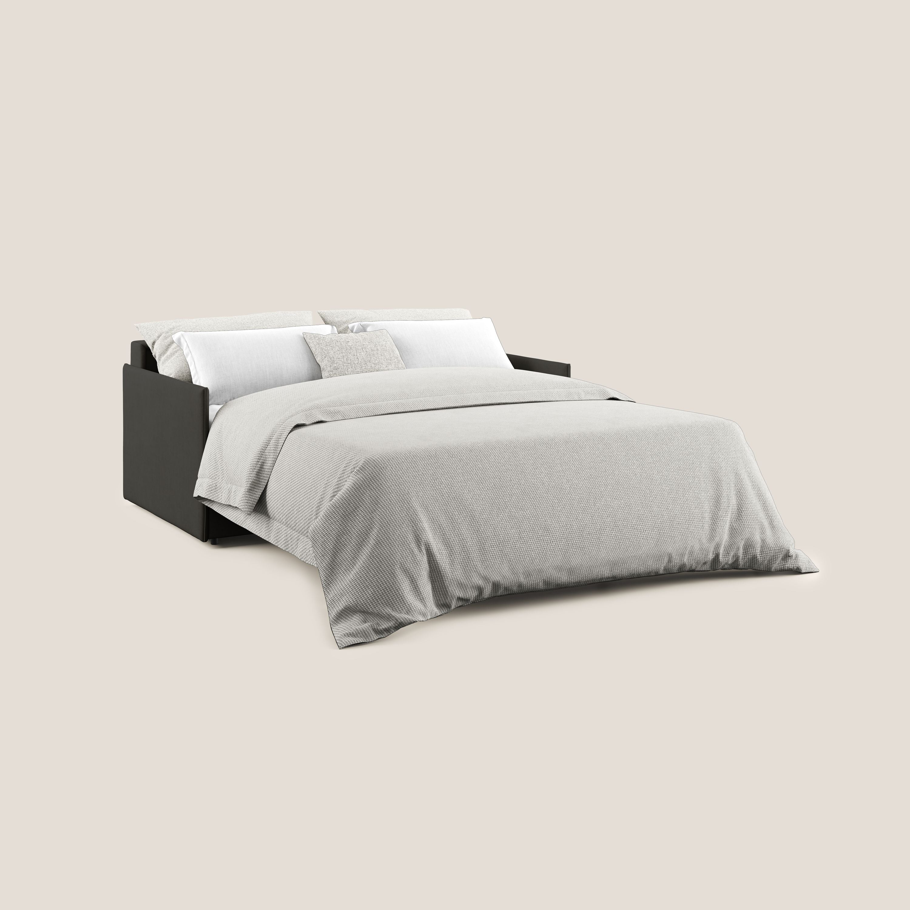 Evans Divano letto in morbido tessuto impermeabile T02 nero - divani.store