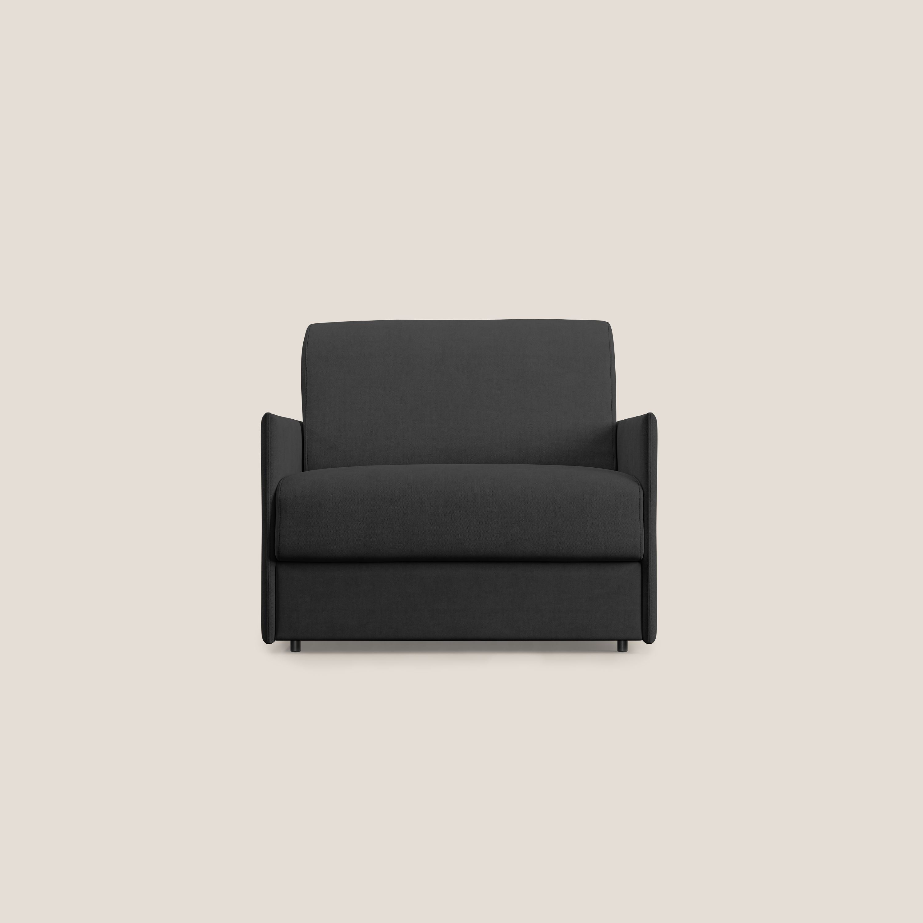 Evans poltrona letto in morbido tessuto impermeabile T02 nero - divani.store