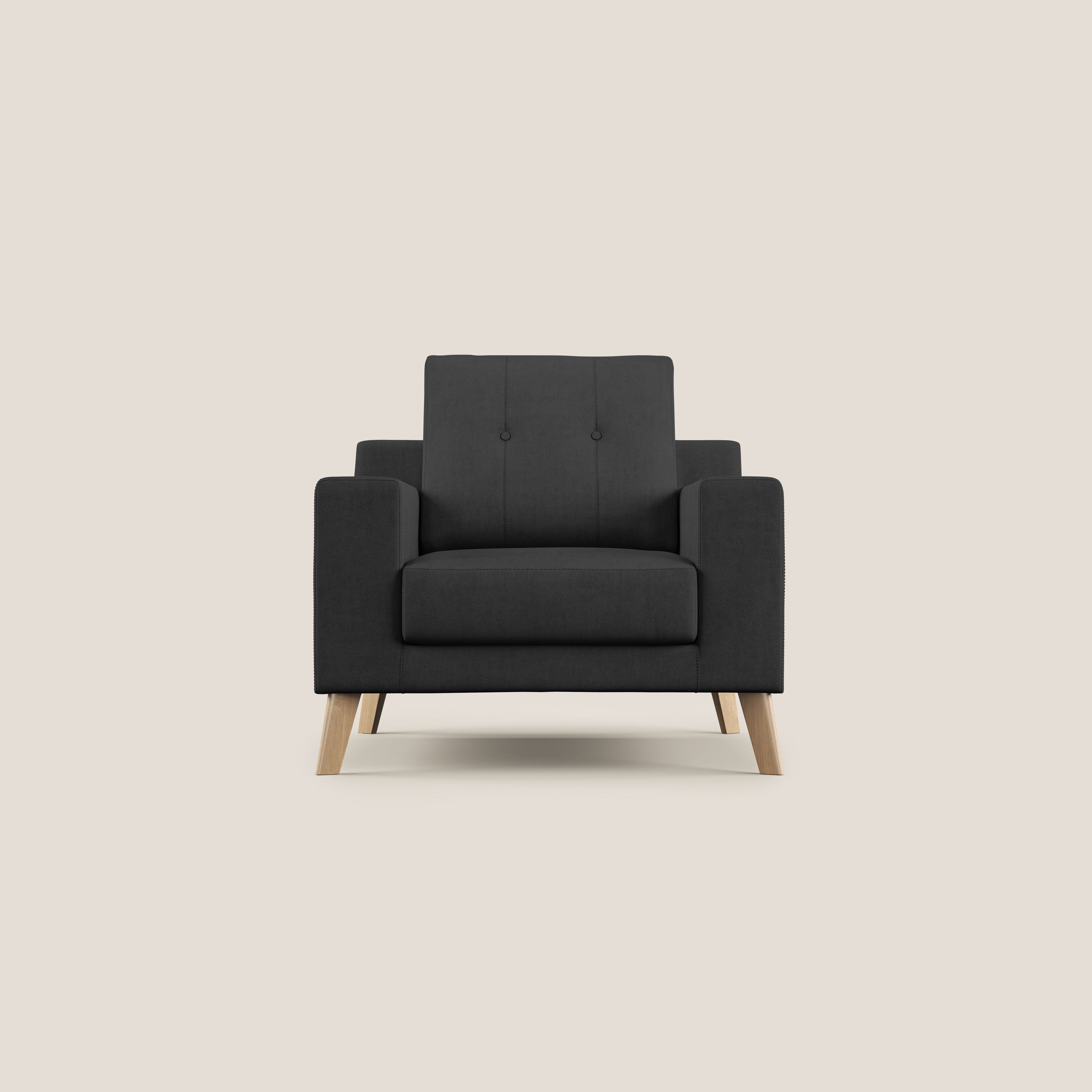 Danish poltroncina in tessuto morbido impermeabile T02 nero - divani.store