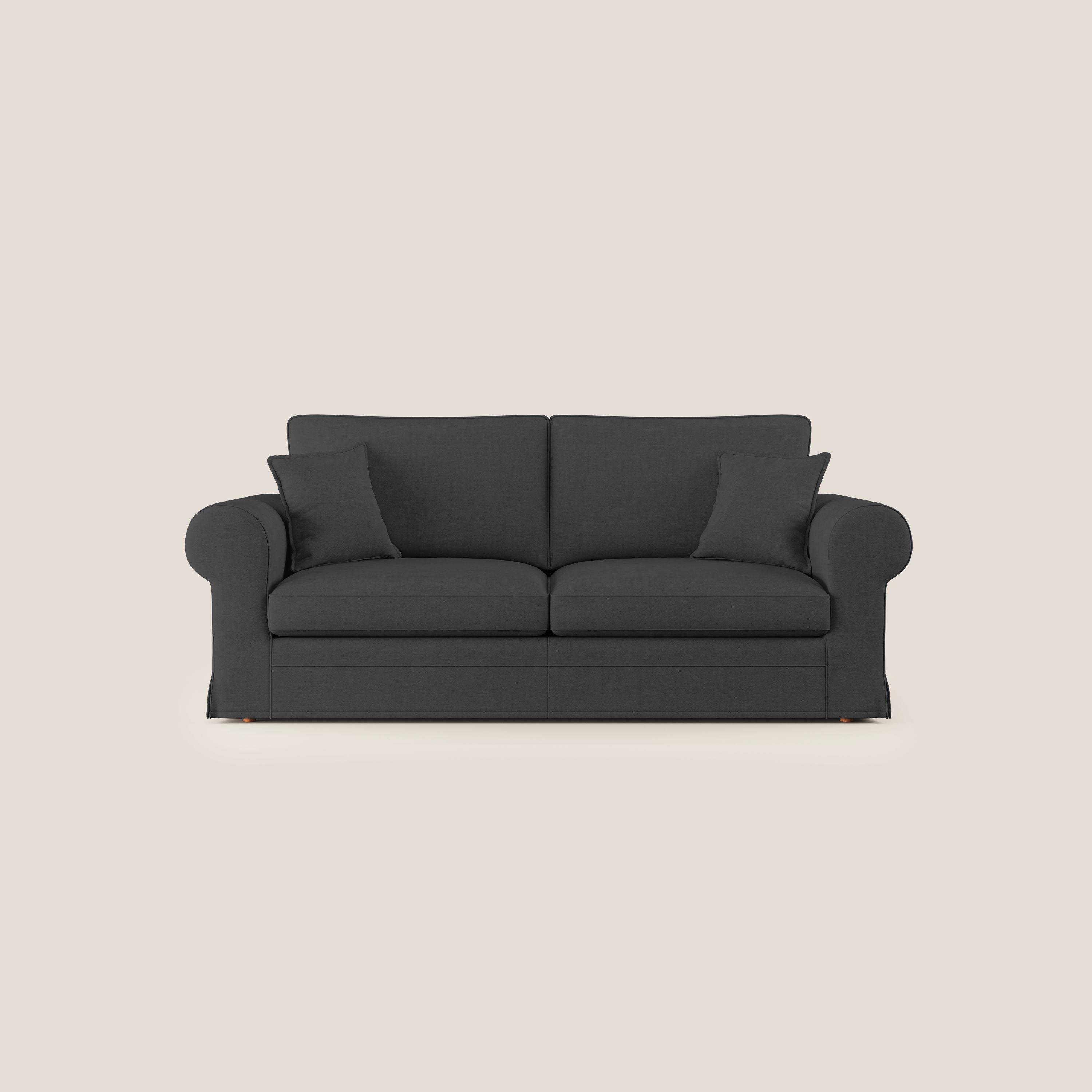 Lady divano classico in piuma d'oca realizzato con tessuto impermeabile T02 nero - divani.store