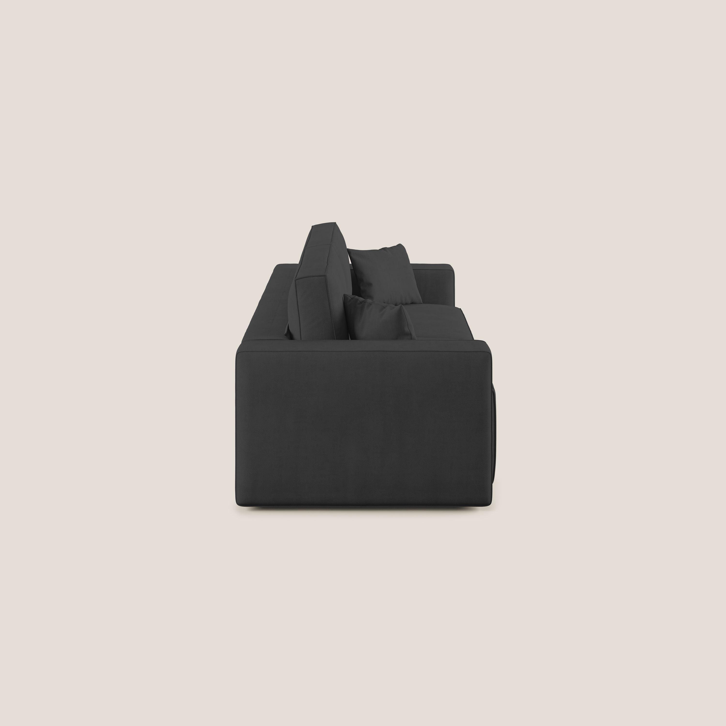 Morfeo divano con sedute estraibili in morbido tessuto impermeabile T02 nero - divani.store
