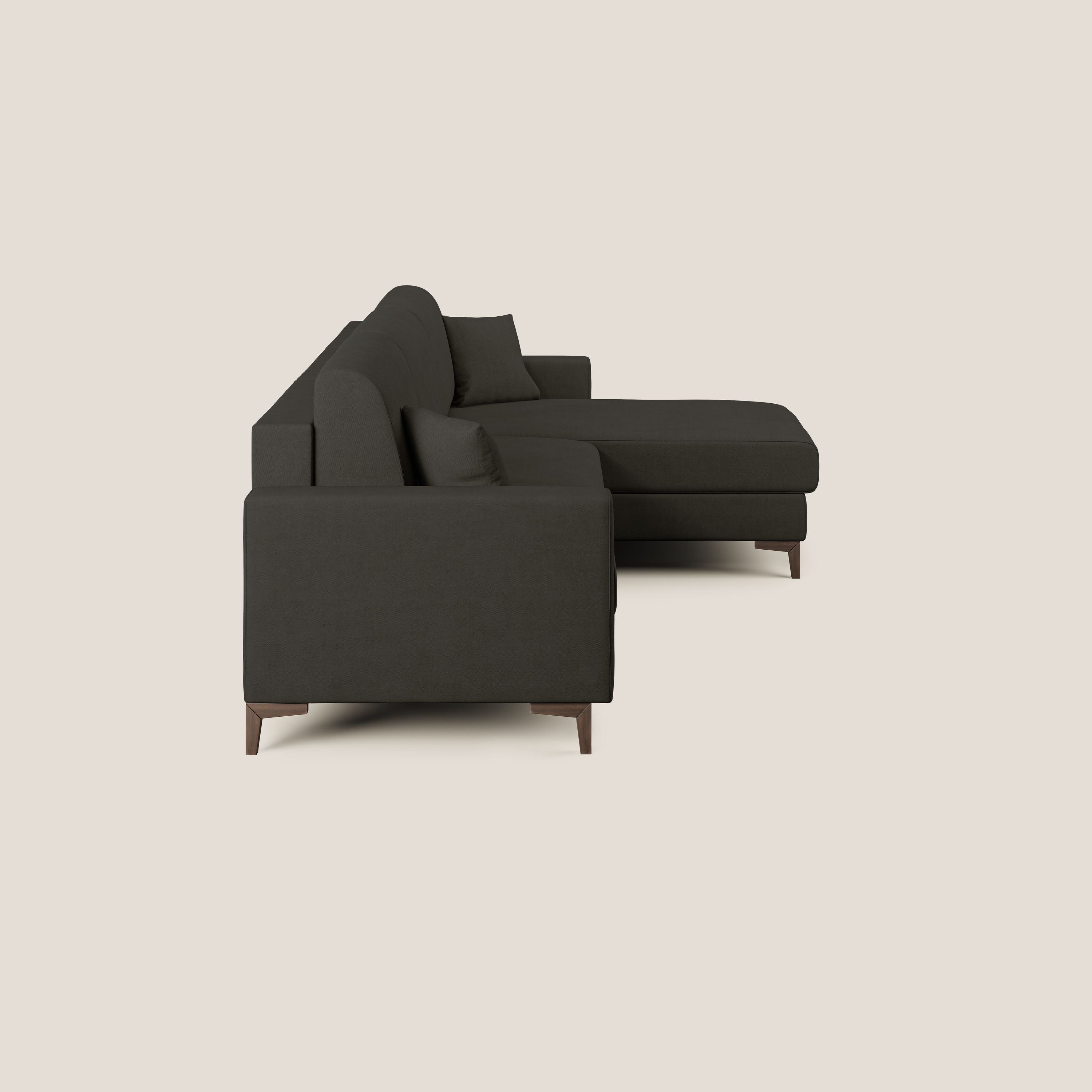Kafka divano letto angolare in morbido tessuto impermeabile T02 nero - divani.store
