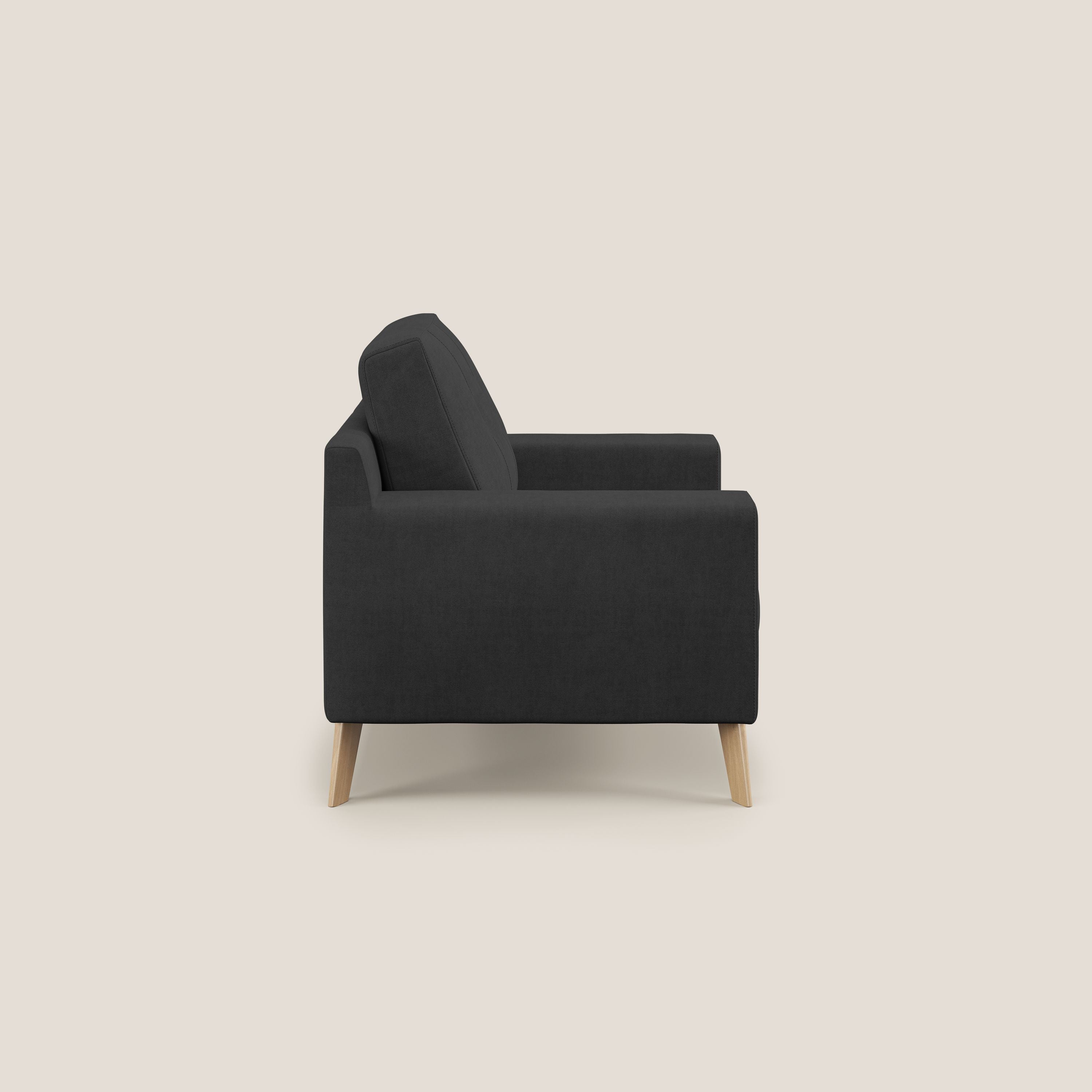 Danish poltroncina in tessuto morbido impermeabile T02 nero - divani.store