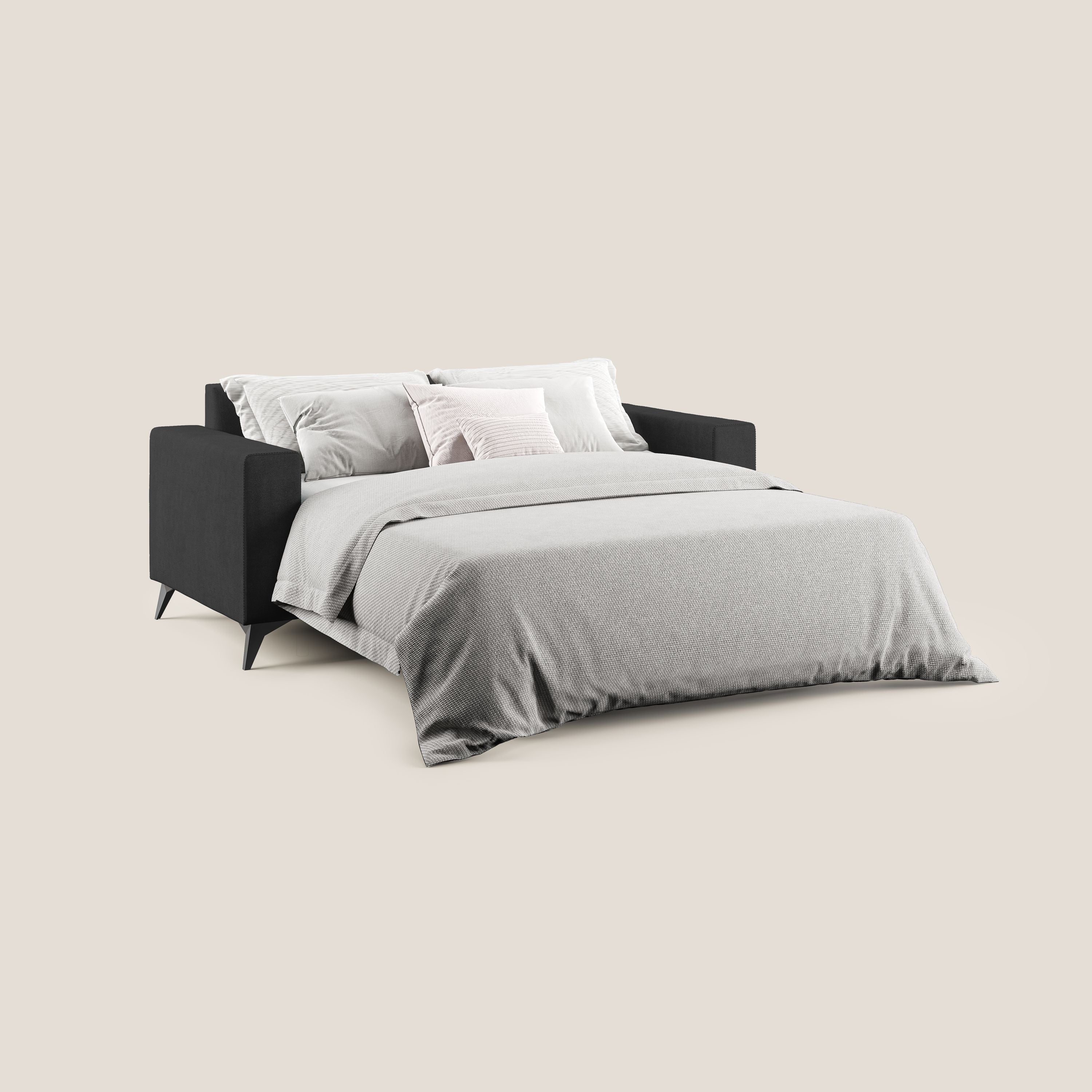 Pegaso divano letto con poggiatesta reclinabili e rivestimento T02 nero - divani.store
