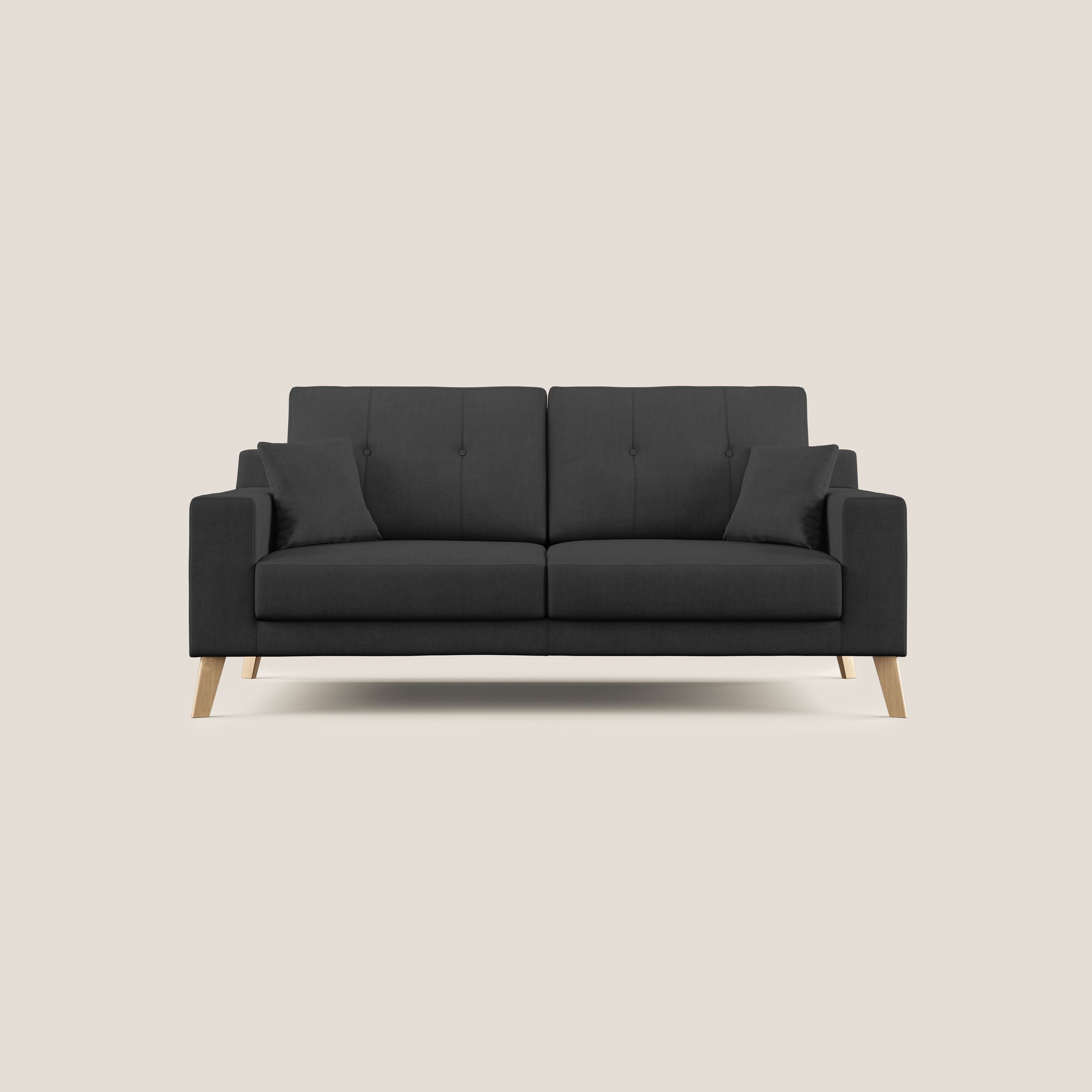 Danish divano moderno in tessuto morbido impermeabile T02 nero - divani.store