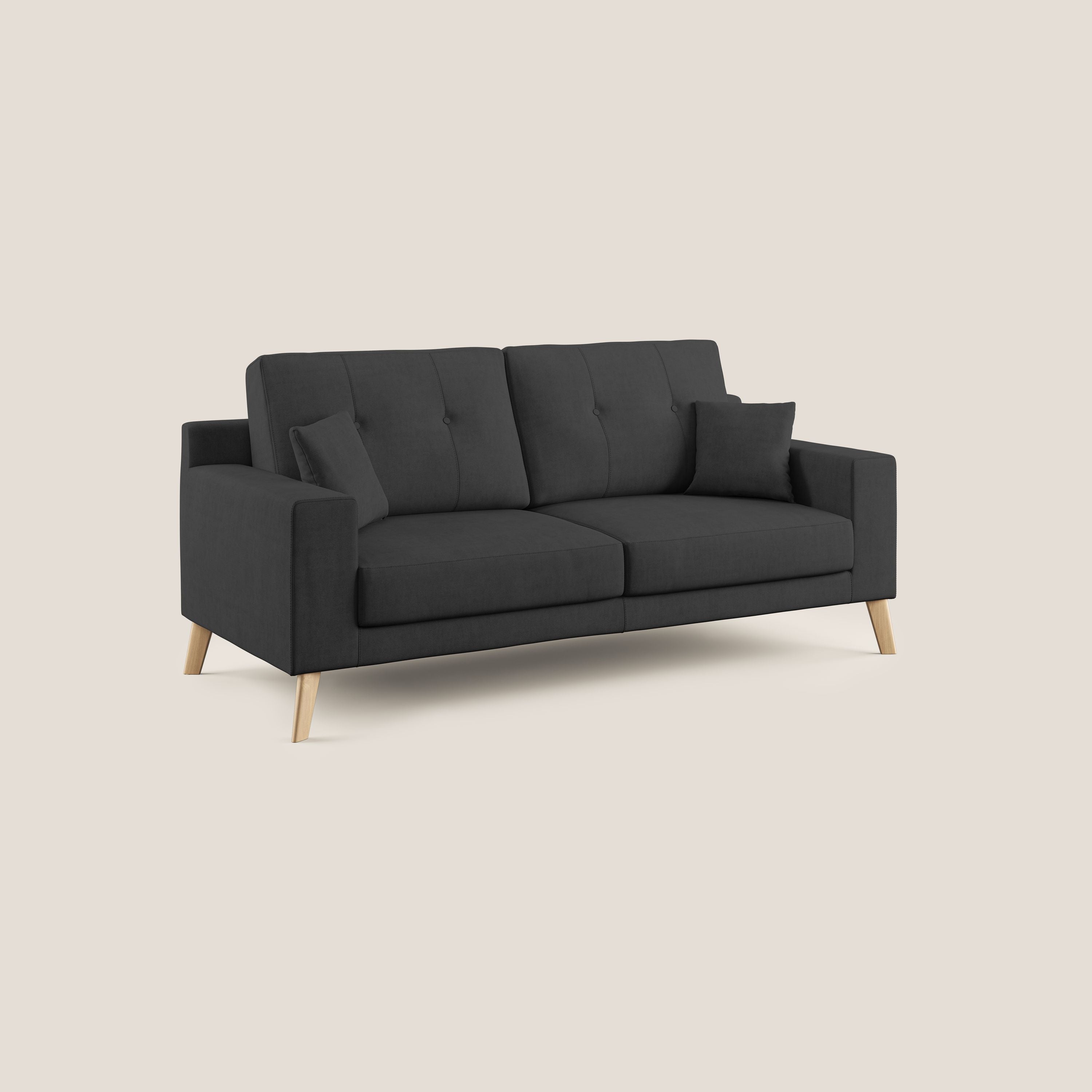 Danish divano moderno in tessuto morbido impermeabile T02 nero - divani.store