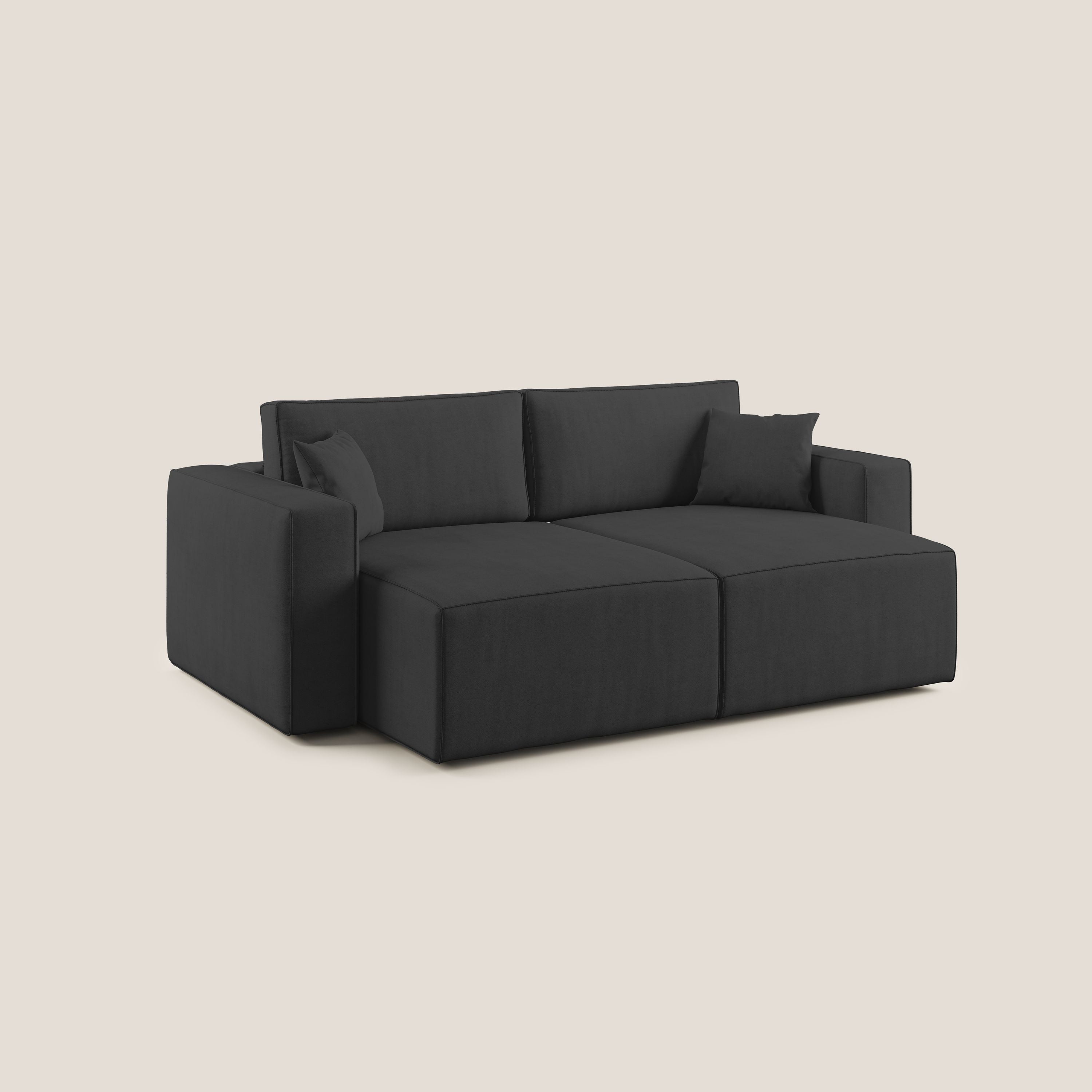 Morfeo divano con sedute estraibili in morbido tessuto impermeabile T02 nero - divani.store