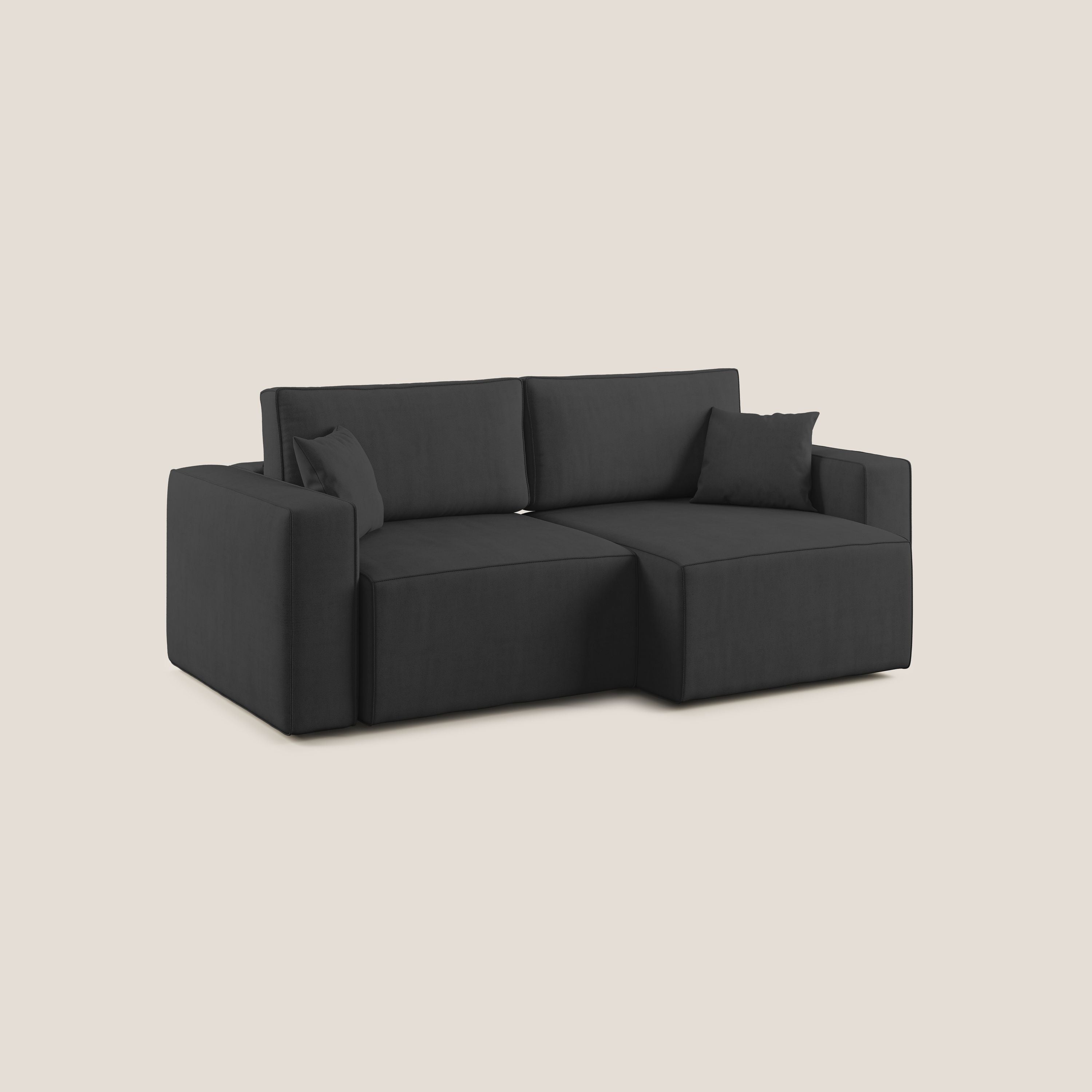 Morfeo divano con sedute estraibili in morbido tessuto impermeabile T02 nero - divani.store