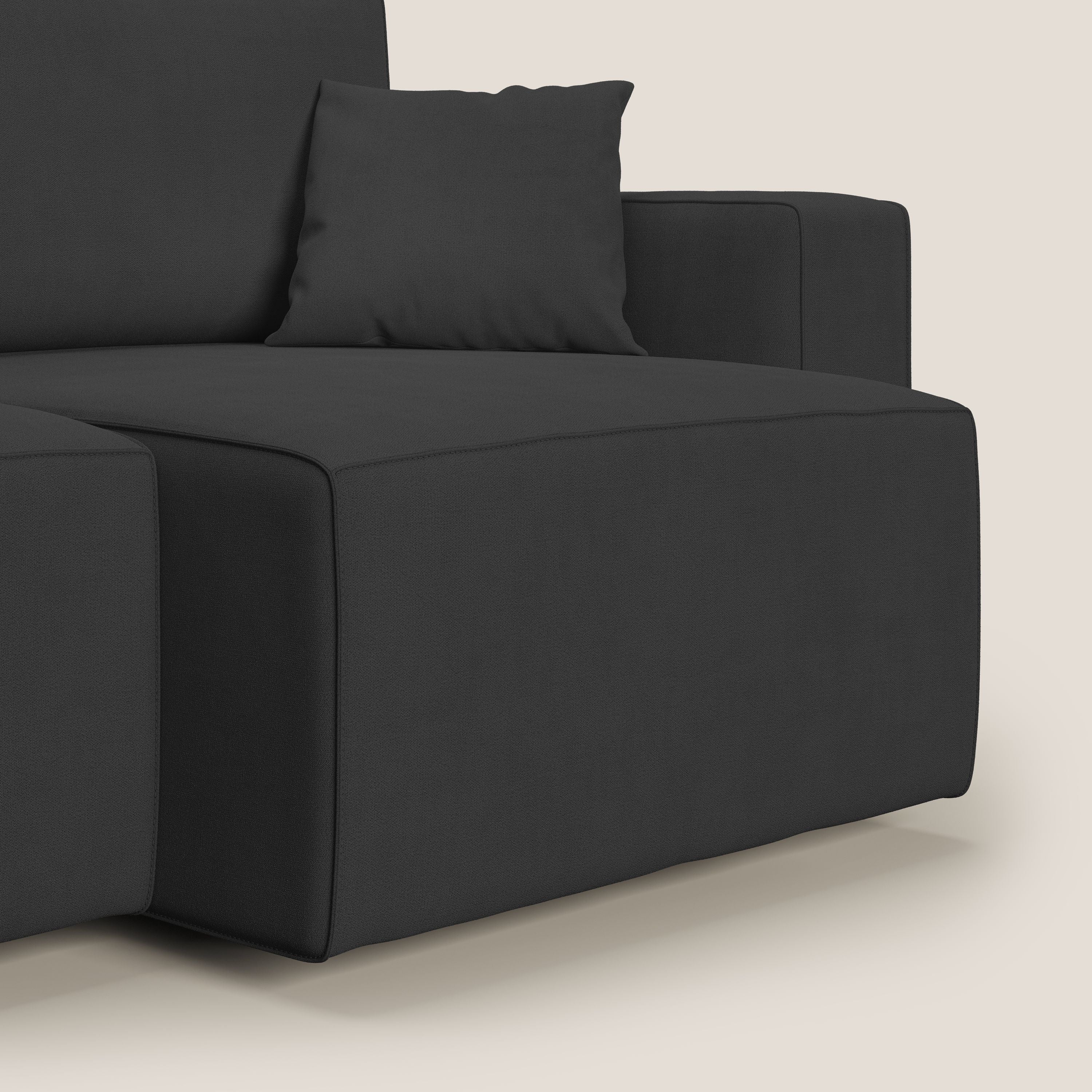 Morfeo divano con sedute estraibili in morbido tessuto impermeabile T02 nero - divani.store