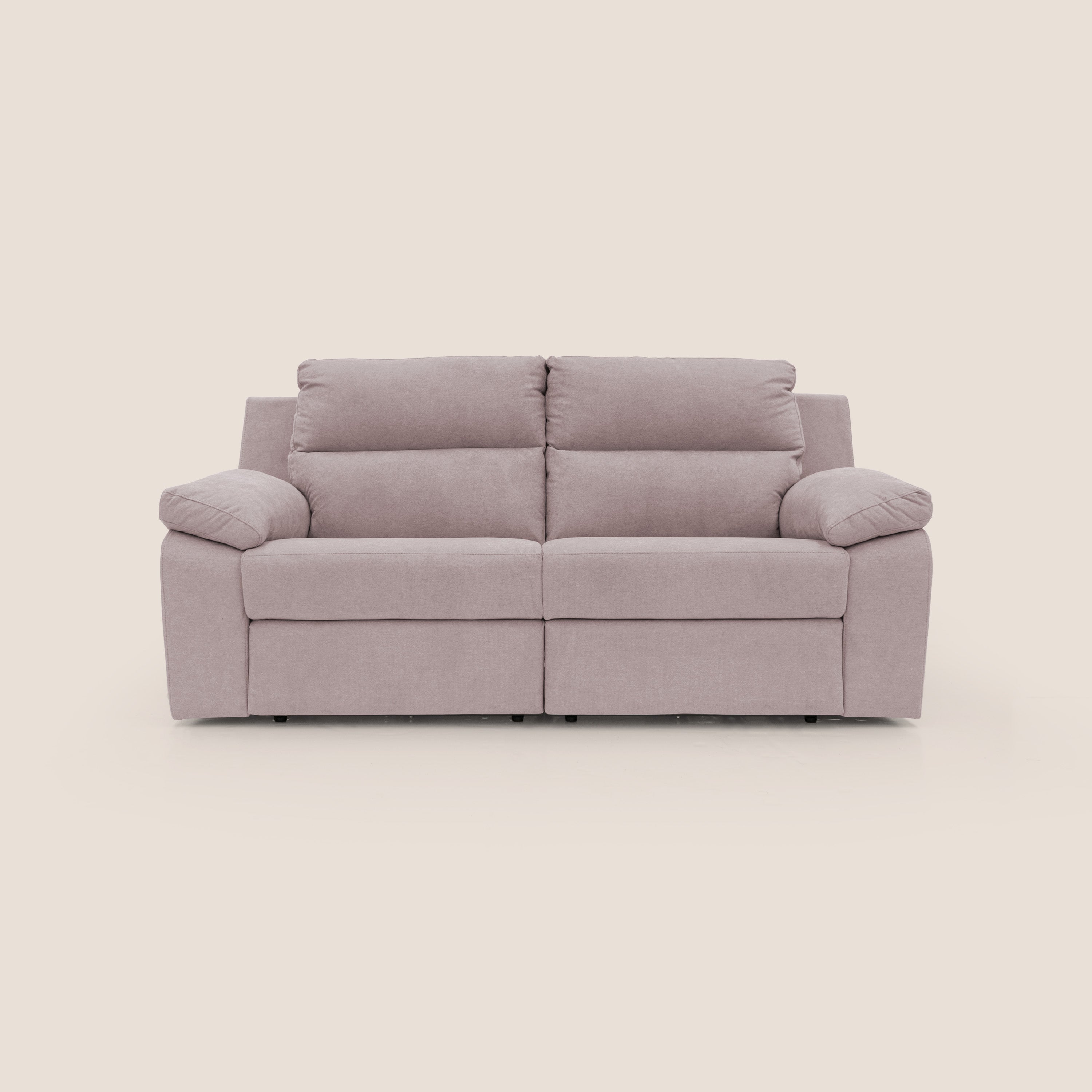 Romeo Divano relax con recliner elettrico in morbido tessuto impermeabile T02 rosa - divani.store
