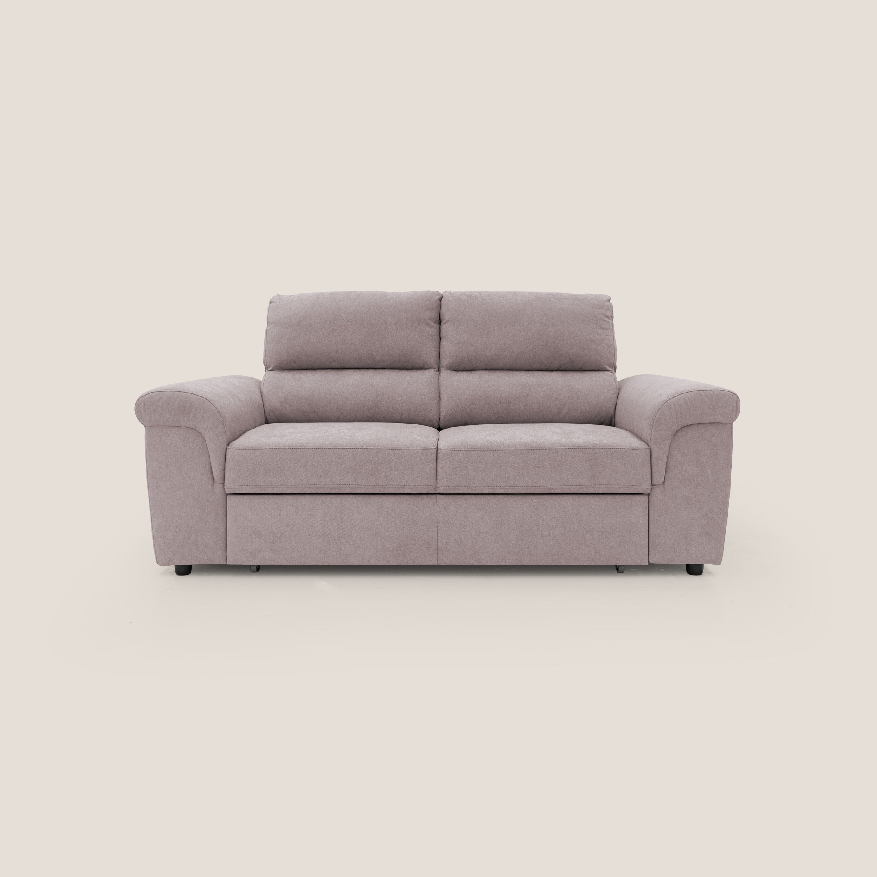 Minerva divano con pouf estraibile poggiapiedi in tessuto morbido impermeabile T02 rosa - divani.store