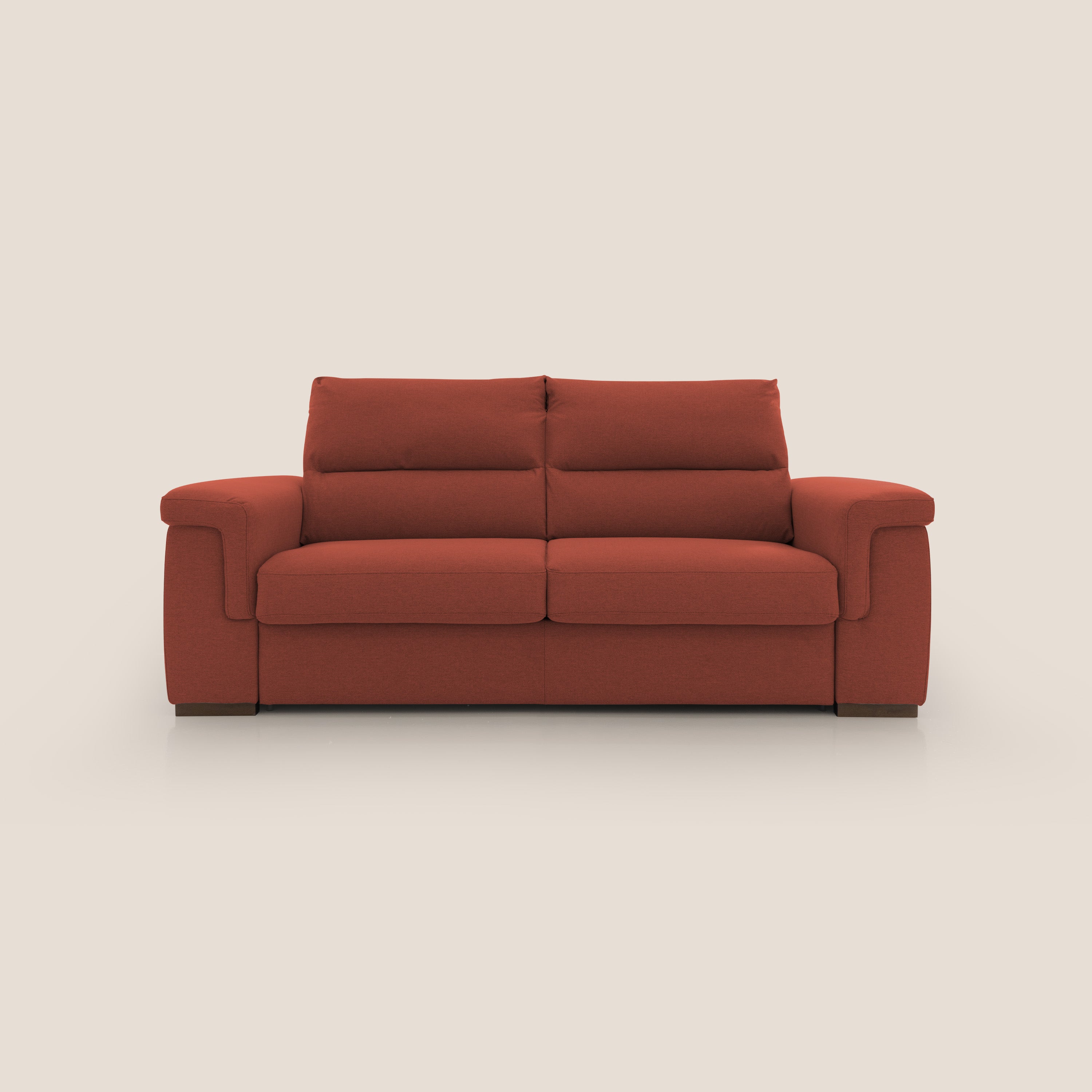 Magnolia divano letto con materasso alto 18 cm morbido schienale alto in tessuto smacchiabile T05 rosso - divani.store
