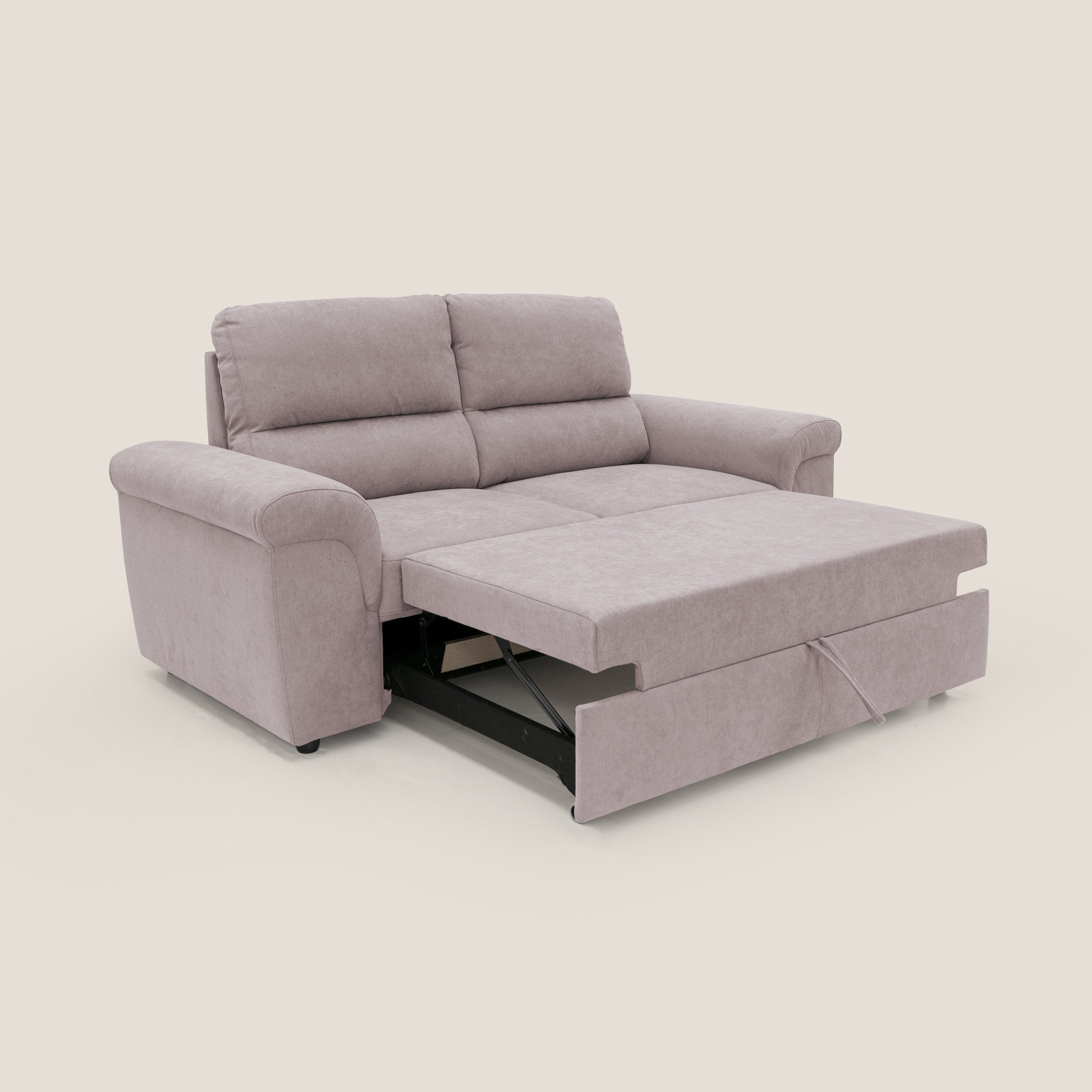 Minerva divano con pouf estraibile poggiapiedi in tessuto morbido impermeabile T02 rosa - divani.store